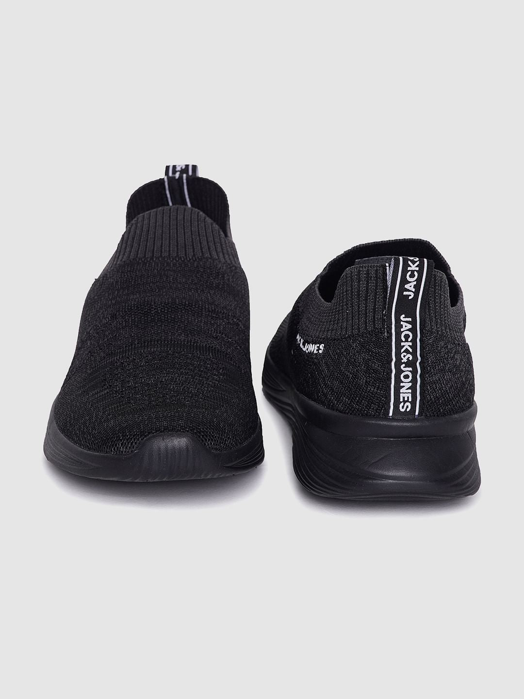 Black Self-Design Slip On Sneakers