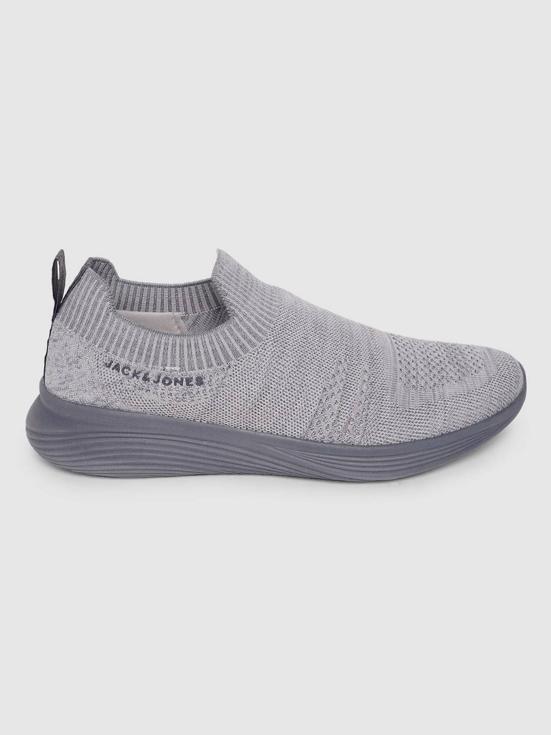 Grey Self-Design Slip On Sneakers