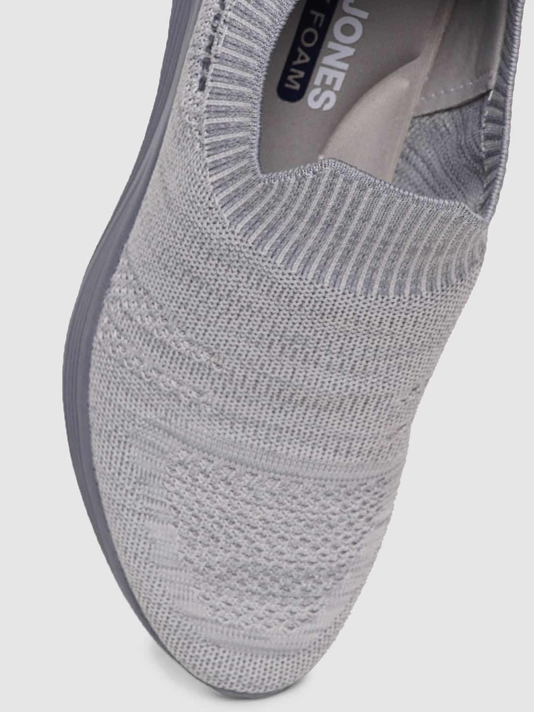 Grey Self-Design Slip On Sneakers