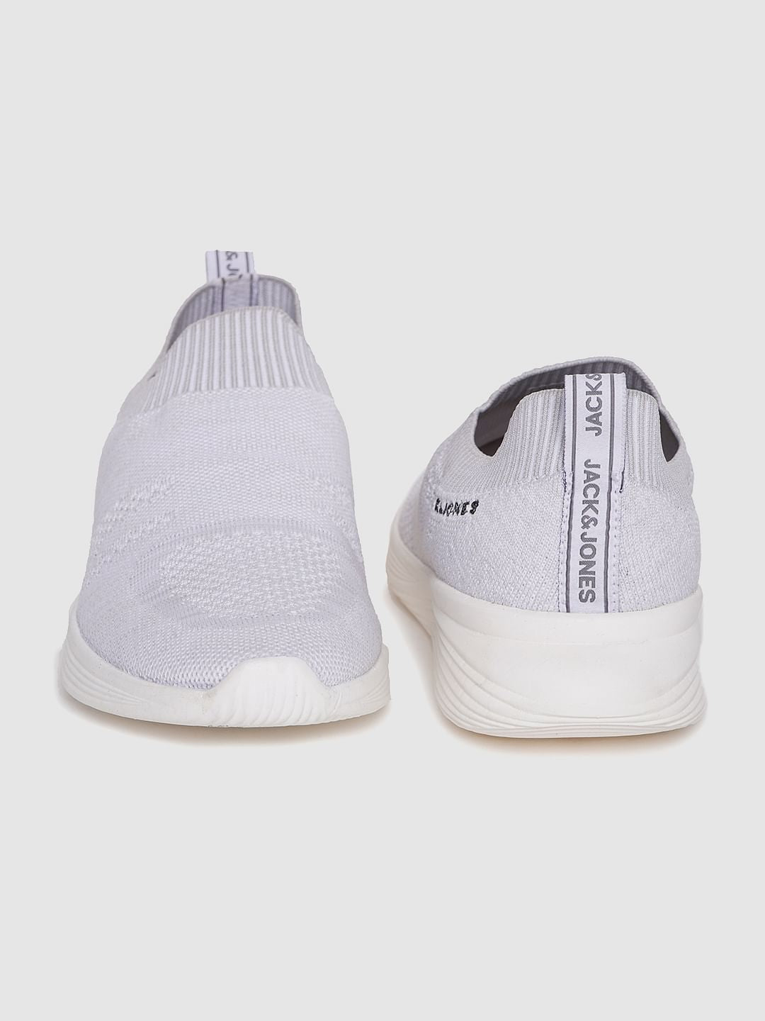 White Self-Design Slip On Sneakers