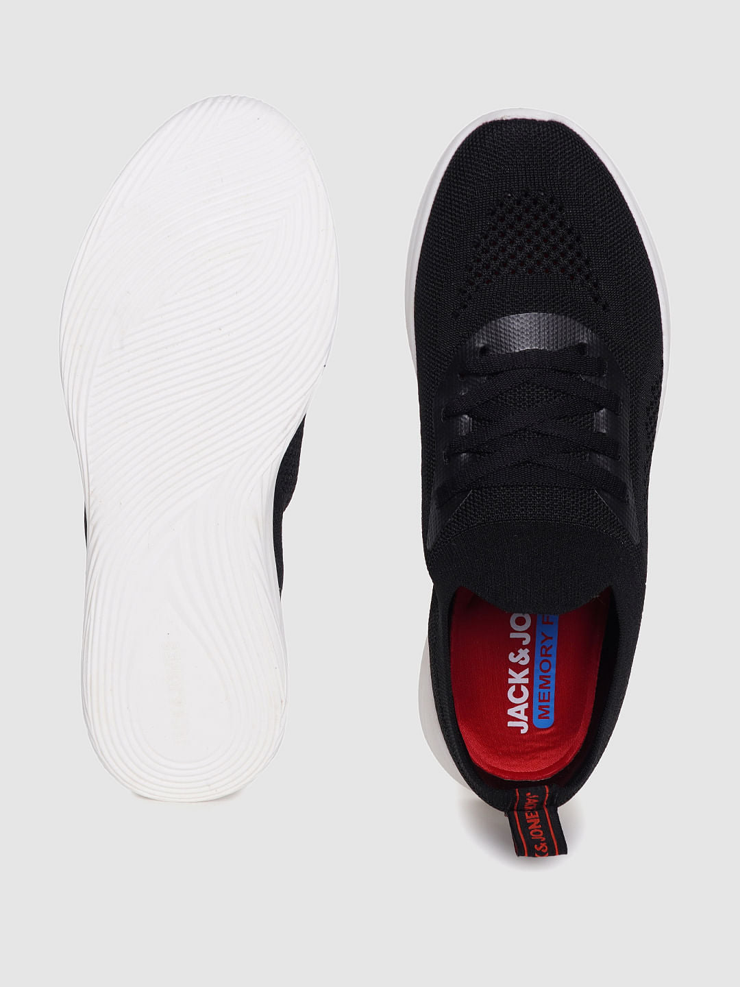 Black Knit Lace Up Sneakers