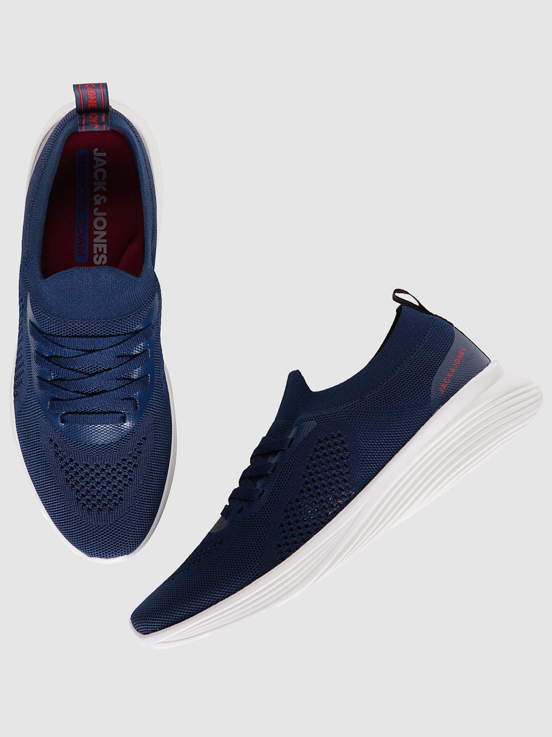 Blue Knit Lace Up Sneakers