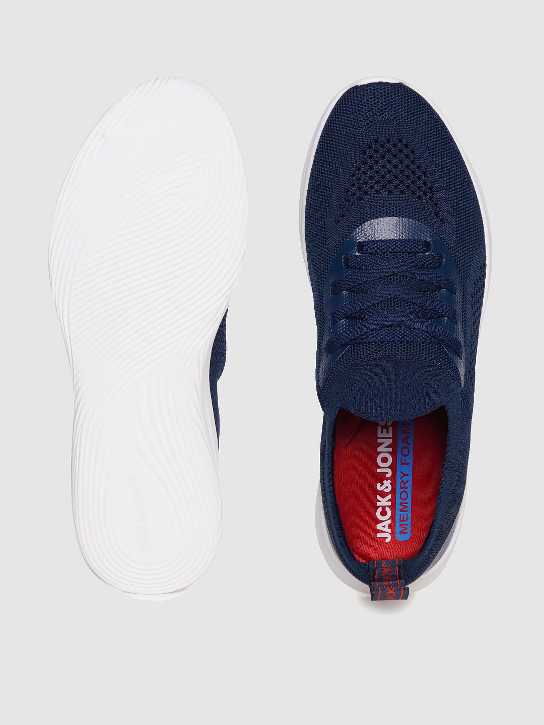 Blue Knit Lace Up Sneakers