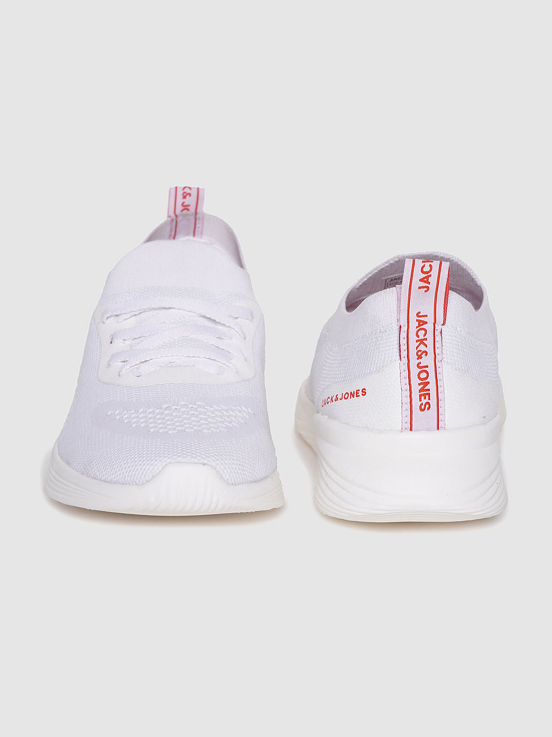 White Knit Lace Up Sneakers