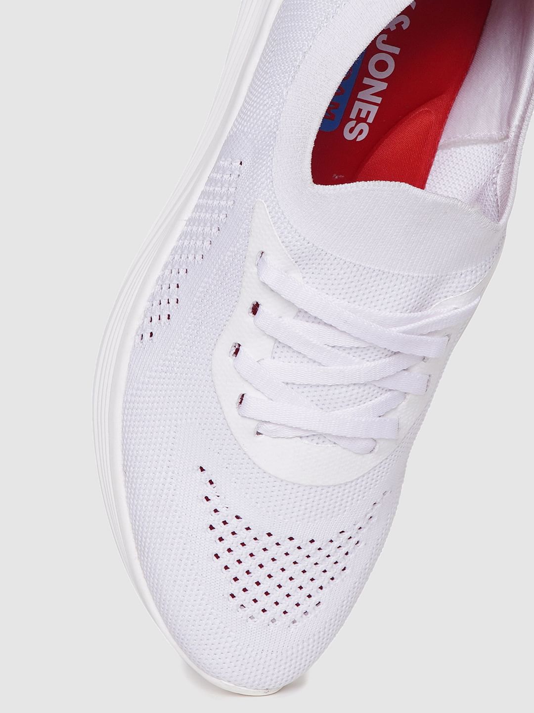 White Knit Lace Up Sneakers