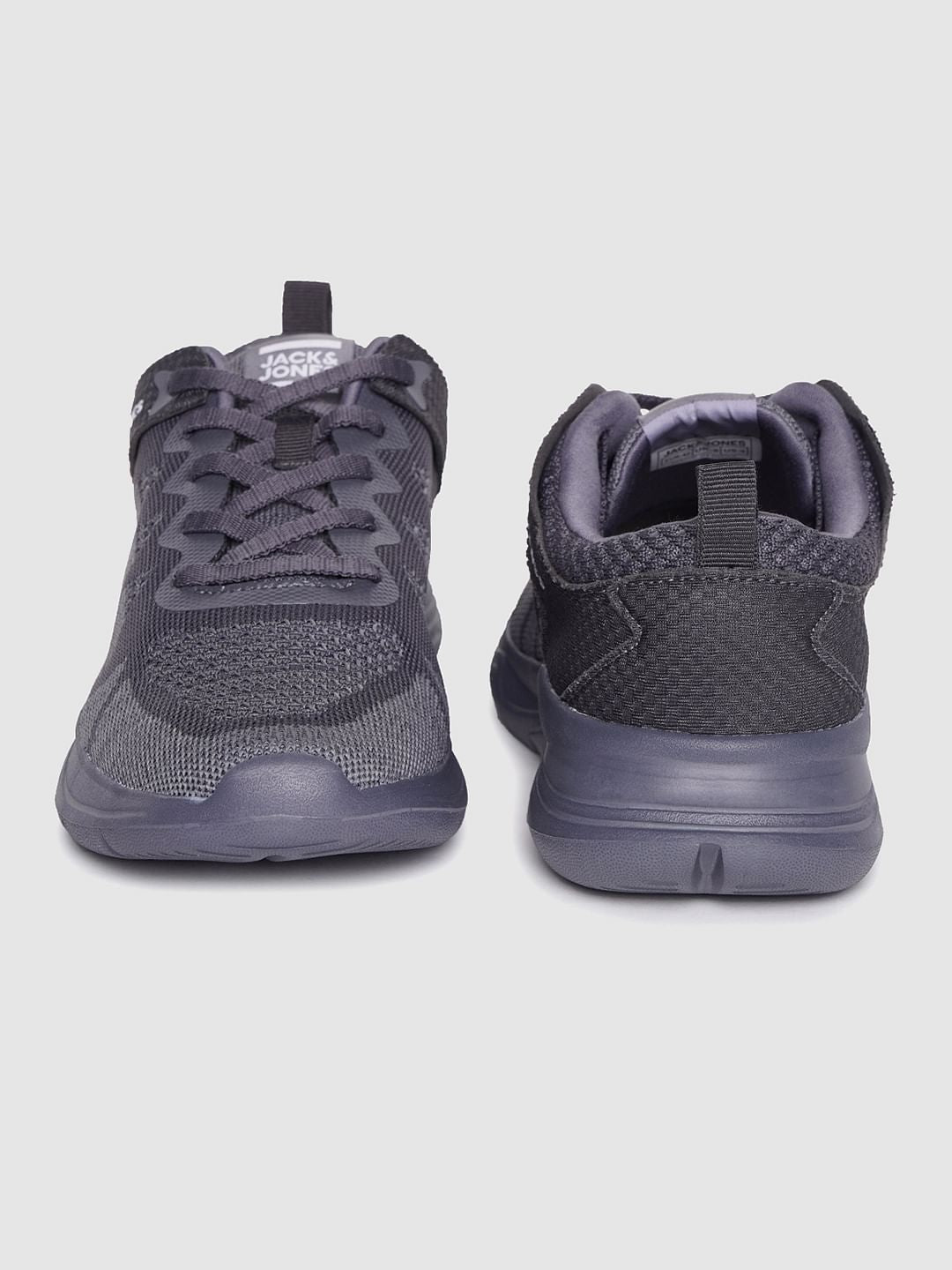 Grey Self-Design Lace Up Sneakers