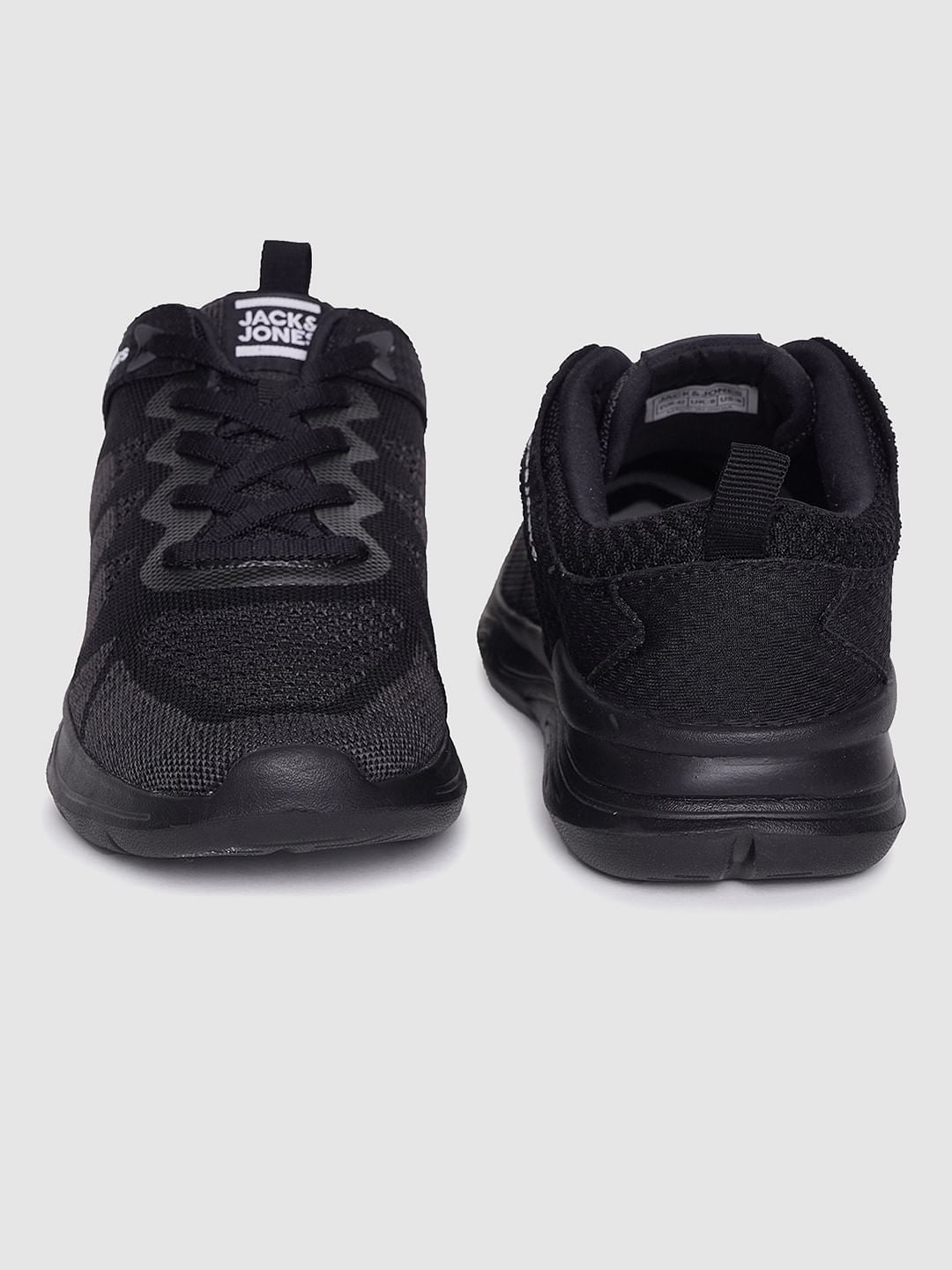 Black Self-Design Lace Up Sneakers
