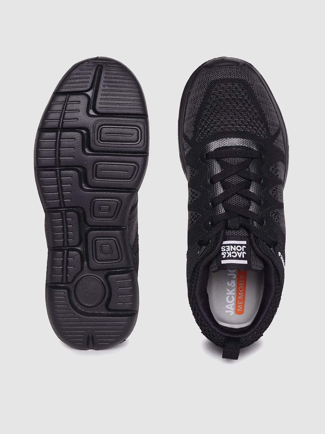 Black Self-Design Lace Up Sneakers