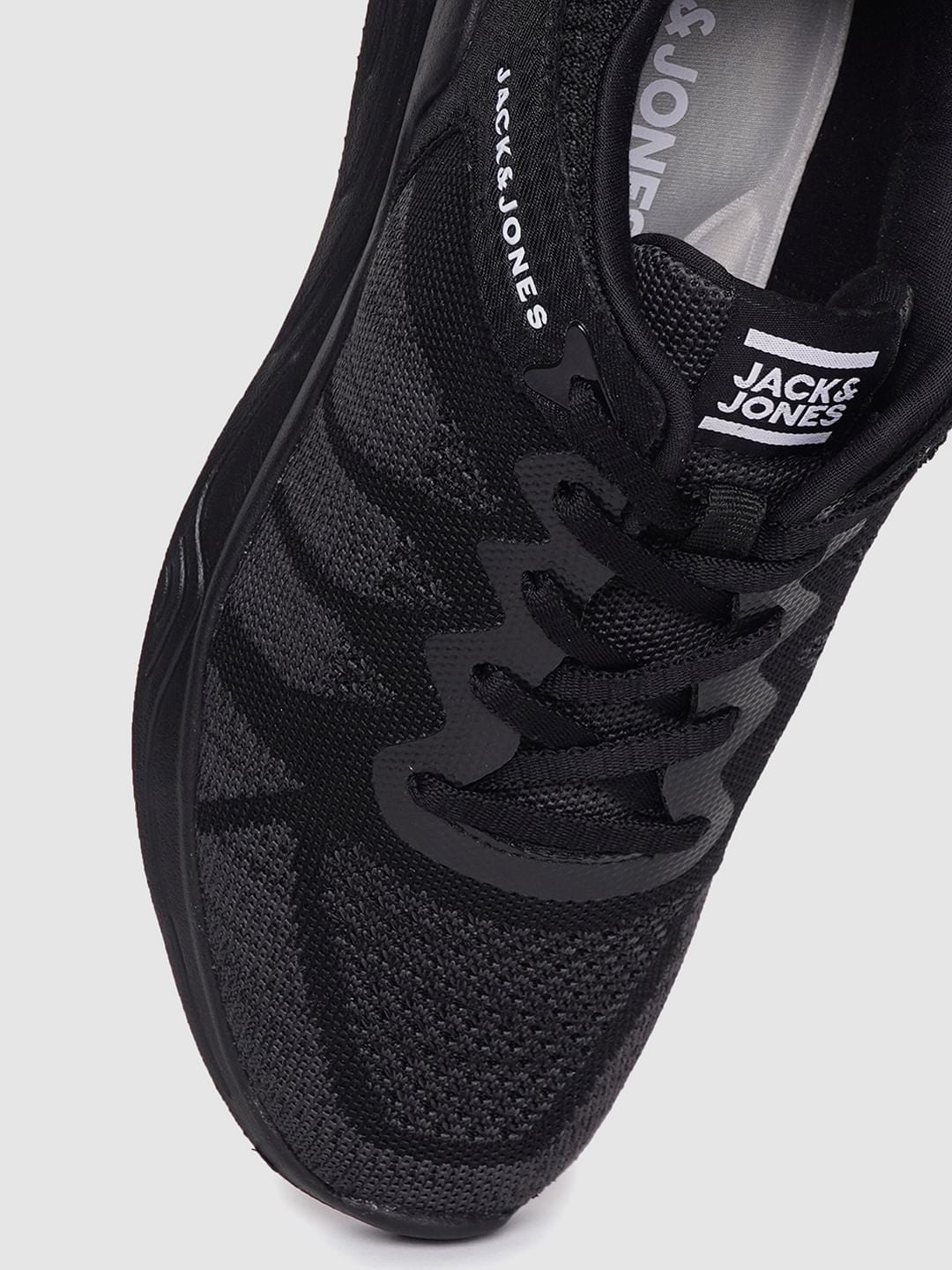 Black Self-Design Lace Up Sneakers