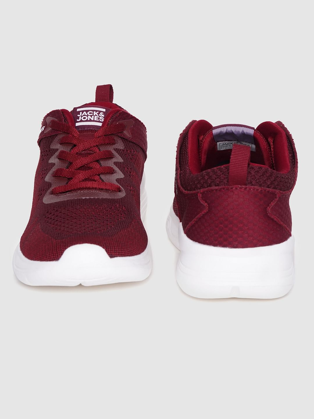 Red Self-Design Lace Up Sneakers