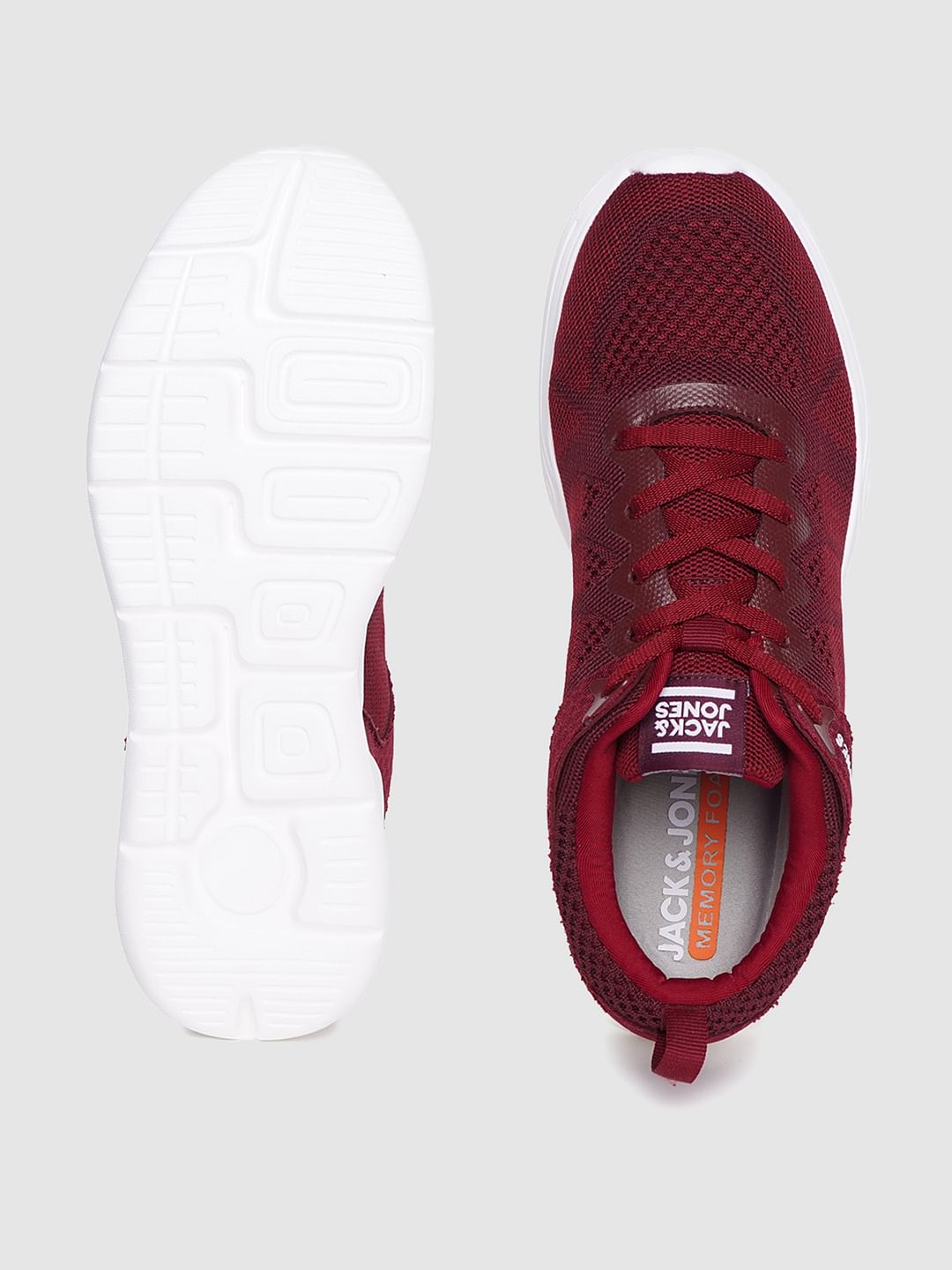 Red Self-Design Lace Up Sneakers