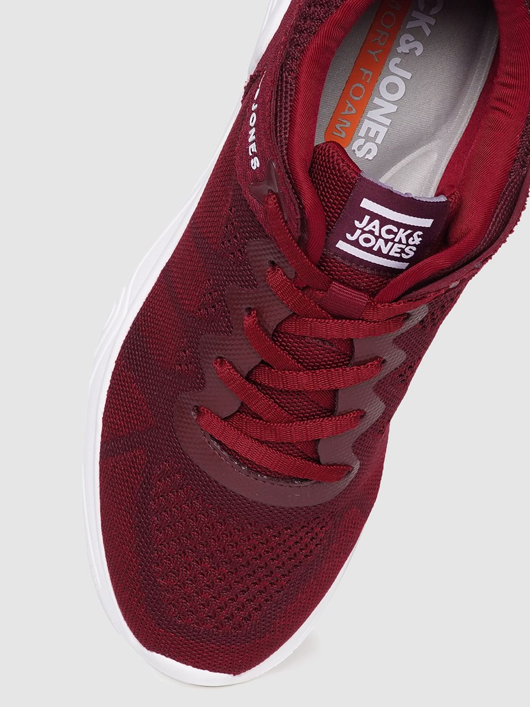 Red Self-Design Lace Up Sneakers