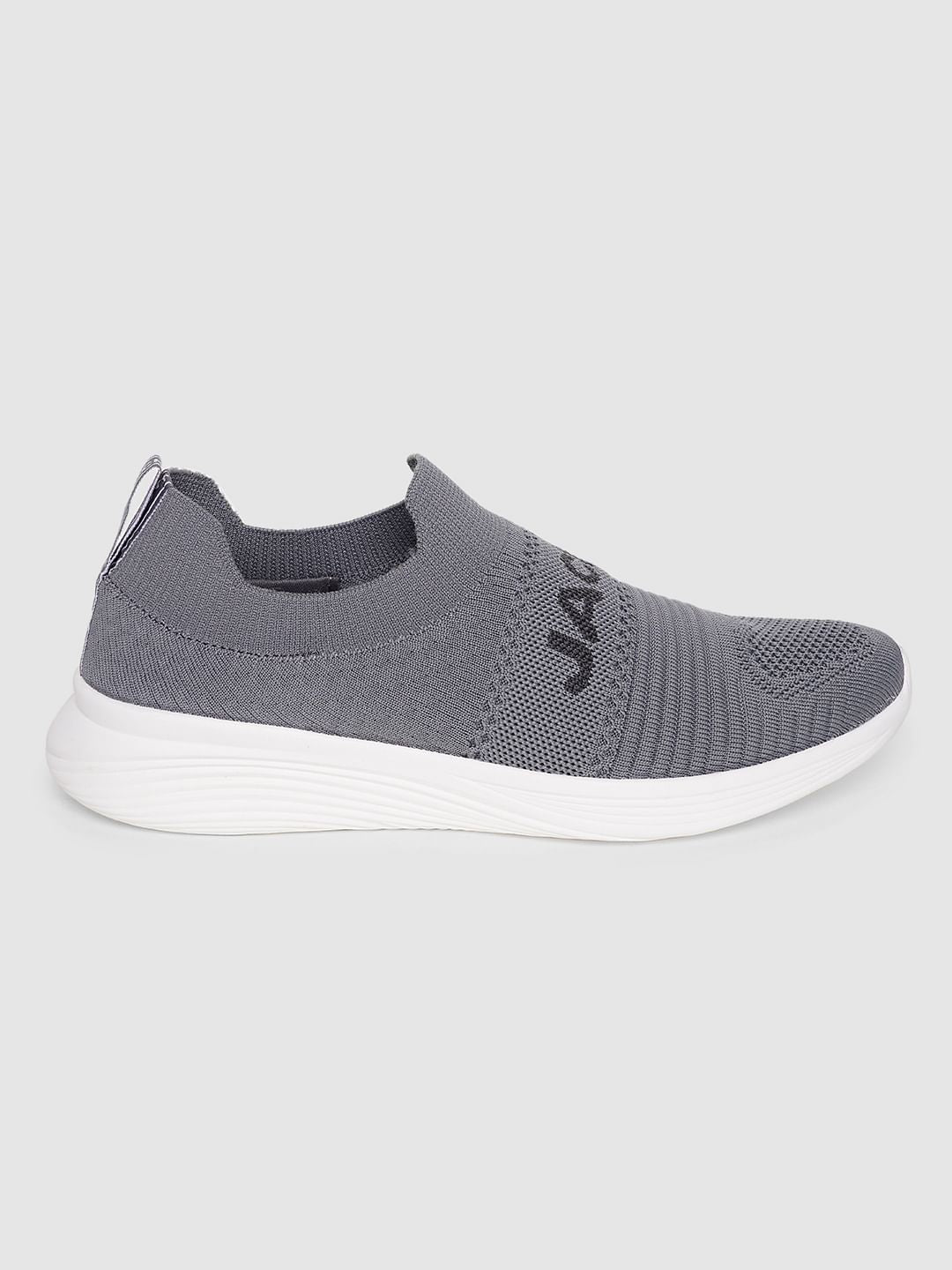 Grey Logo Print Slip On Sneakers