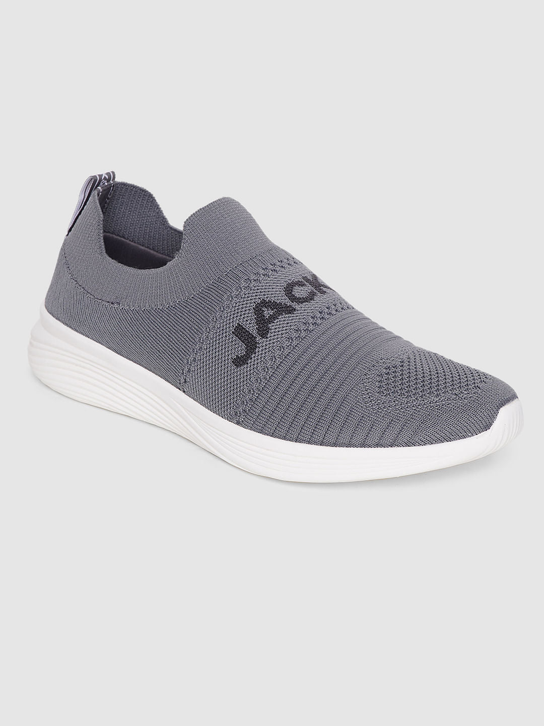 Grey Logo Print Slip On Sneakers