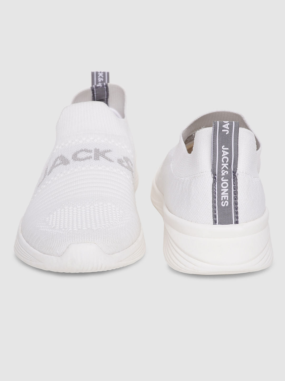 White Logo Print Slip On Sneakers