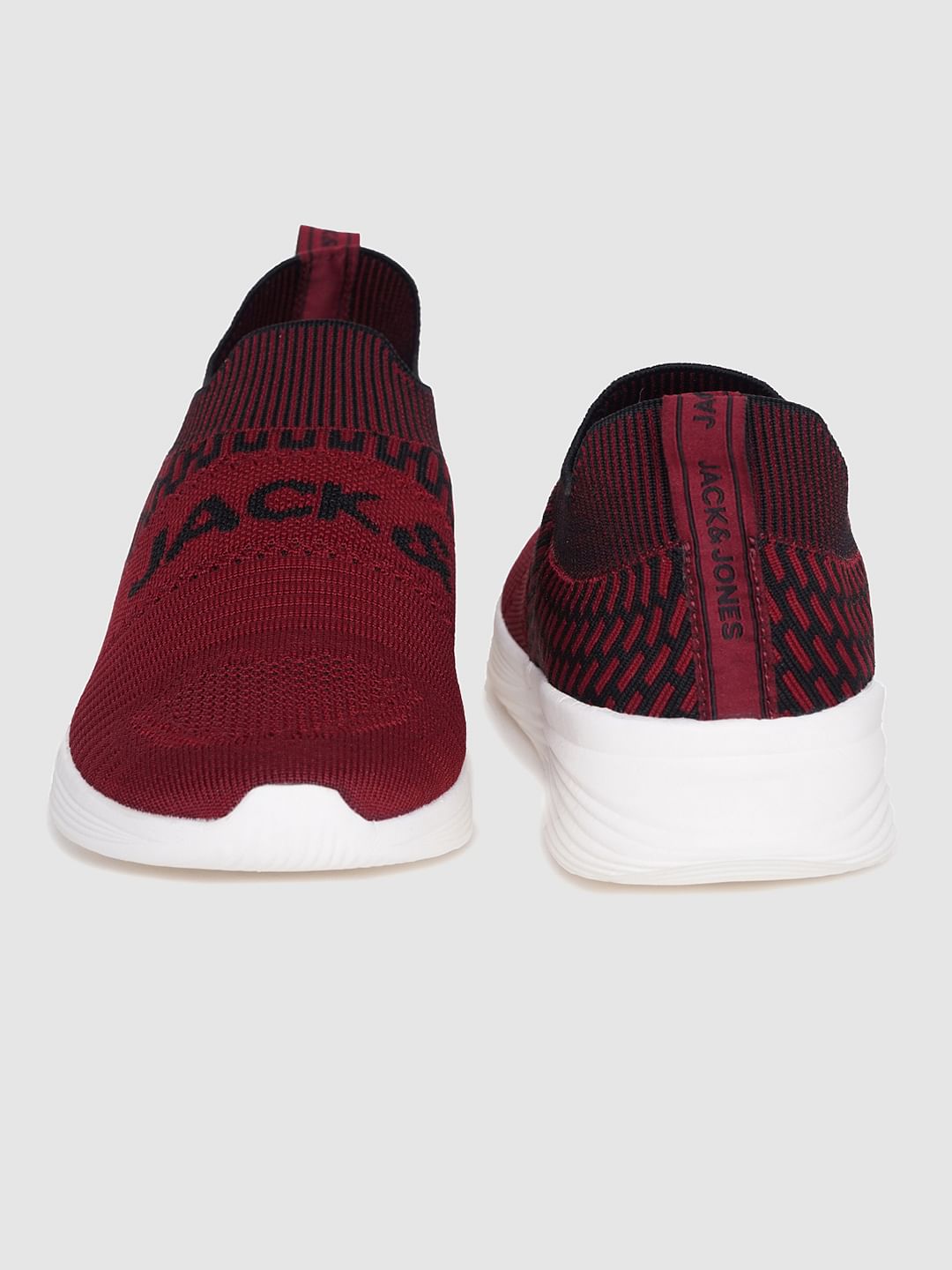 Red Logo Print Slip On Sneakers