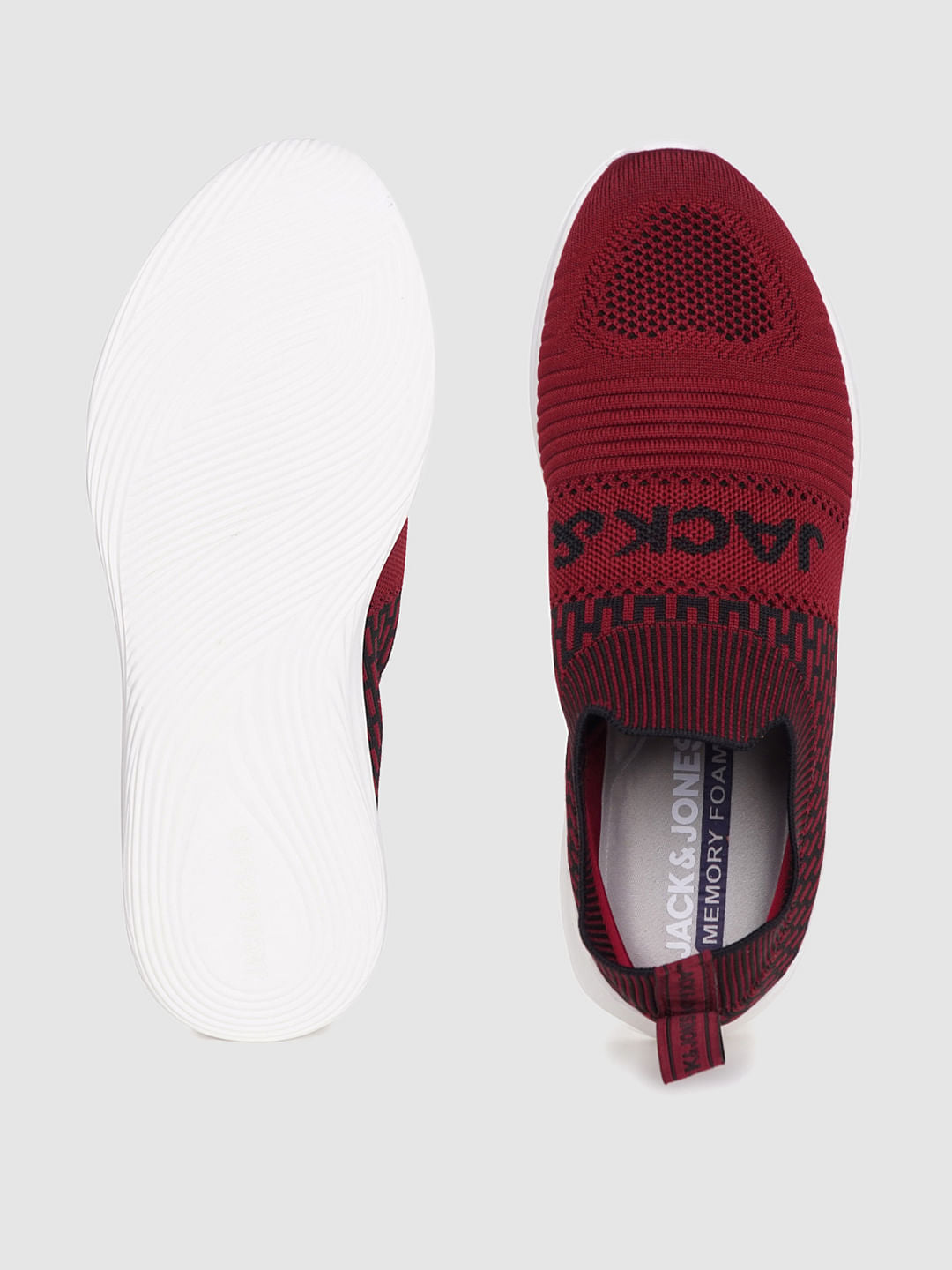 Red Logo Print Slip On Sneakers