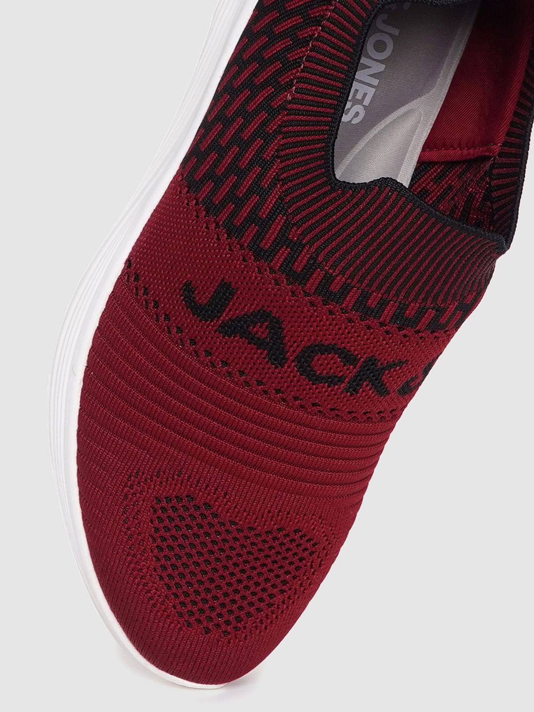 Red Logo Print Slip On Sneakers