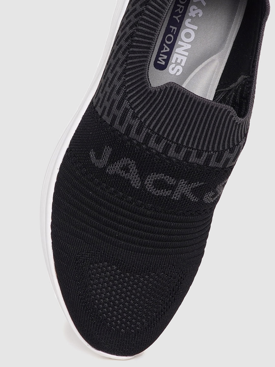 Grey Logo Print Slip On Sneakers
