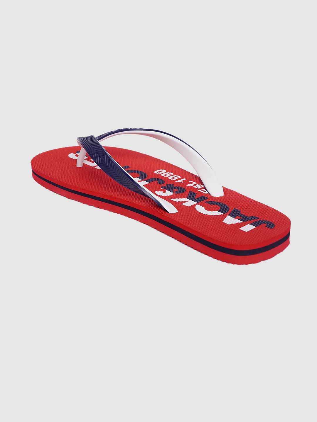 Red & Blue Logo Print Flip Flops