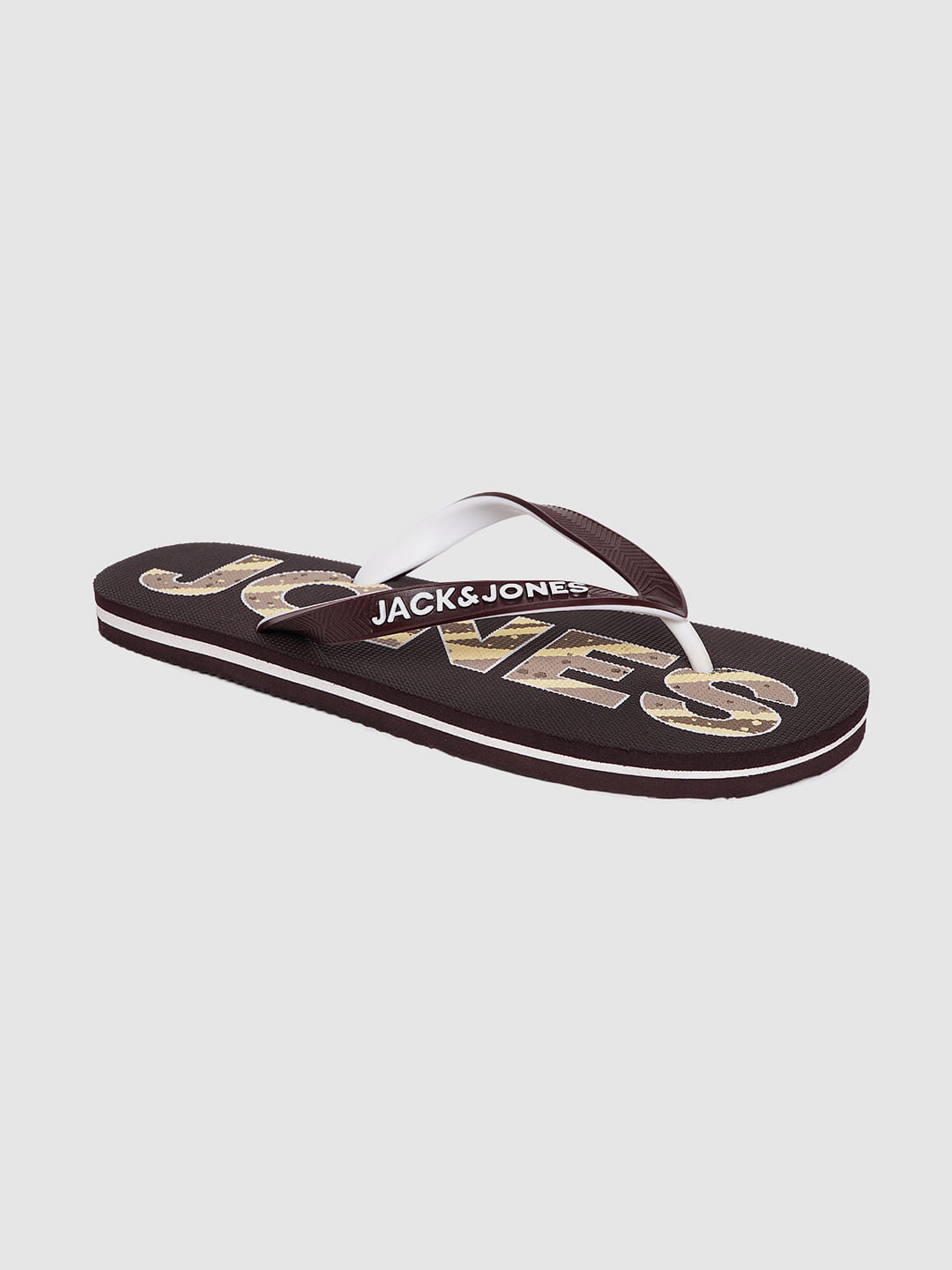 Brown Logo Print Flip Flops