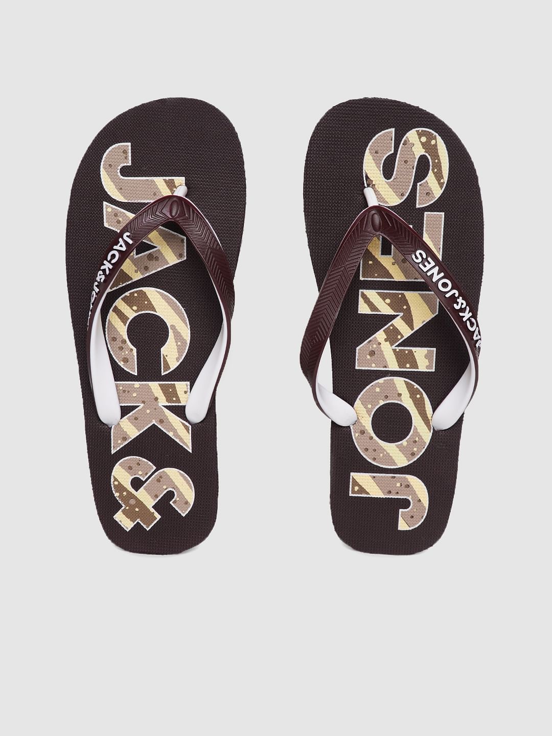 Brown Logo Print Flip Flops