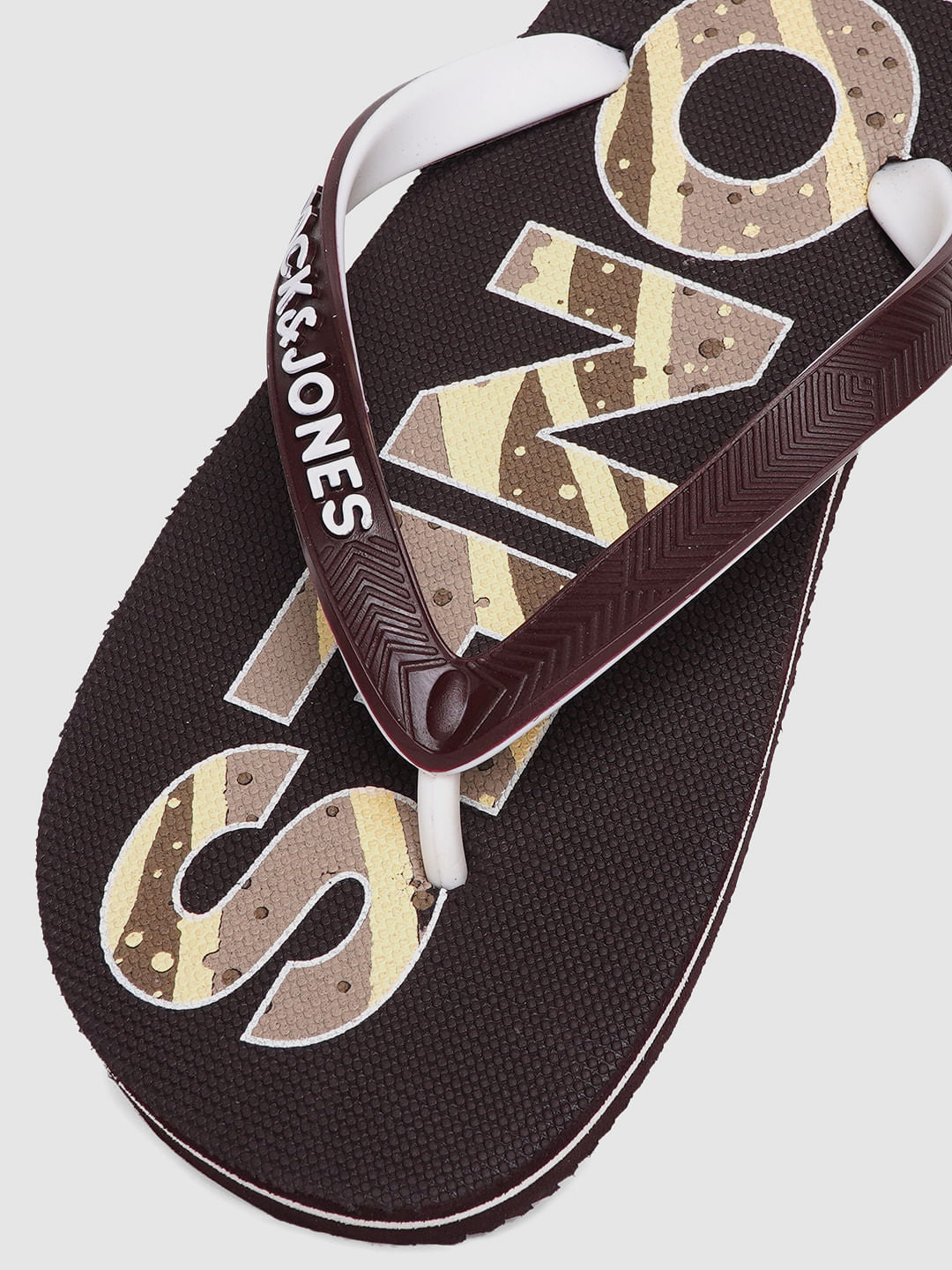 Brown Logo Print Flip Flops