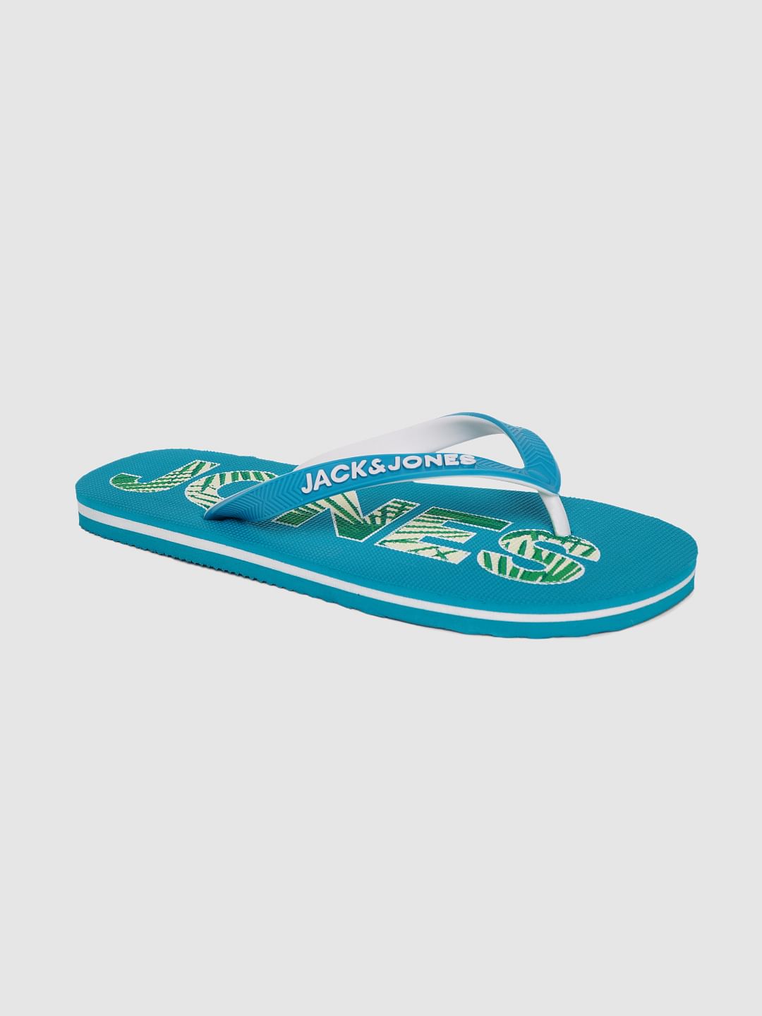 Blue Logo Print Flip Flops