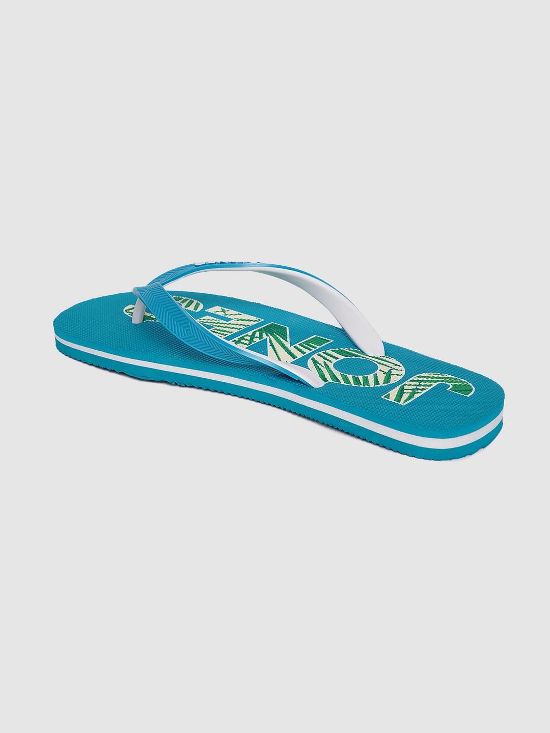 Blue Logo Print Flip Flops