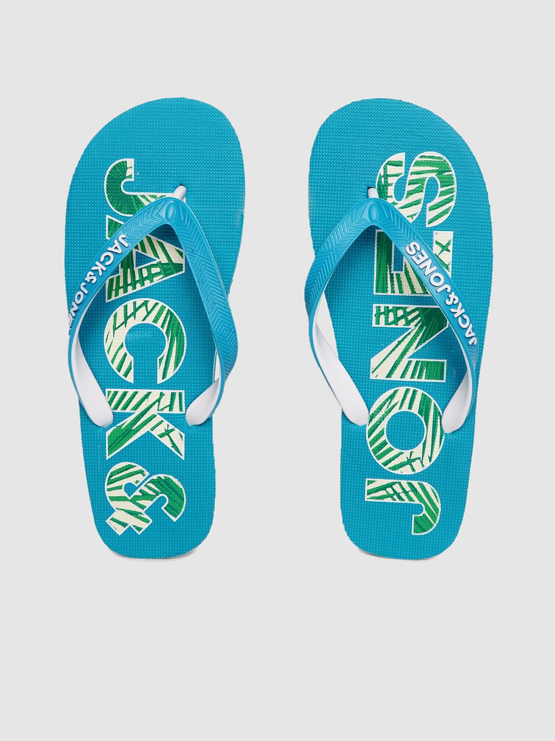 Blue Logo Print Flip Flops