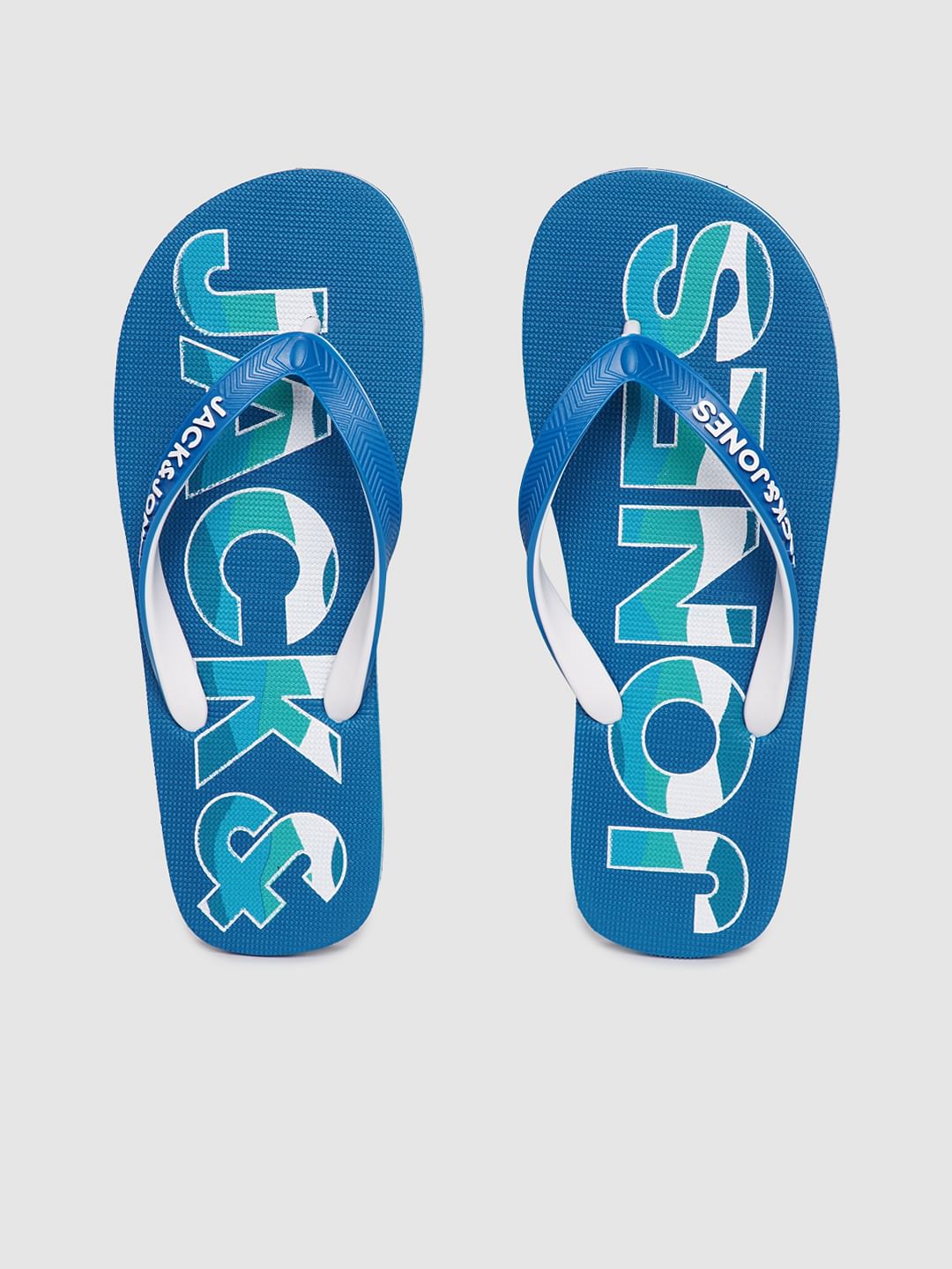 Blue Logo Print Flip Flops