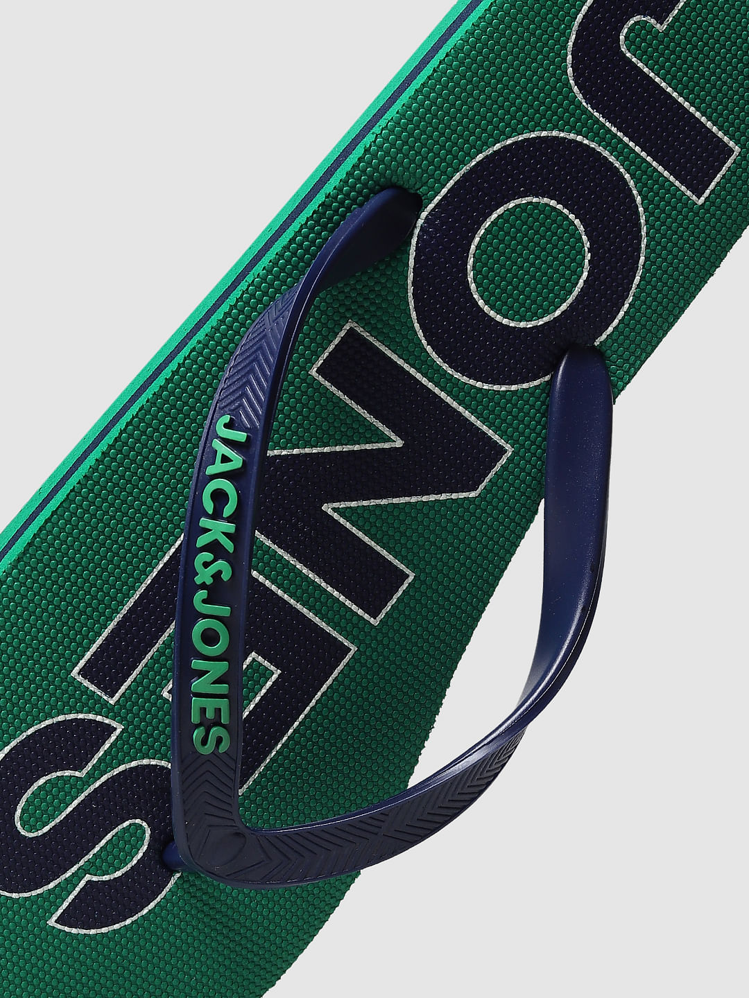 Green Logo Print Flip Flops