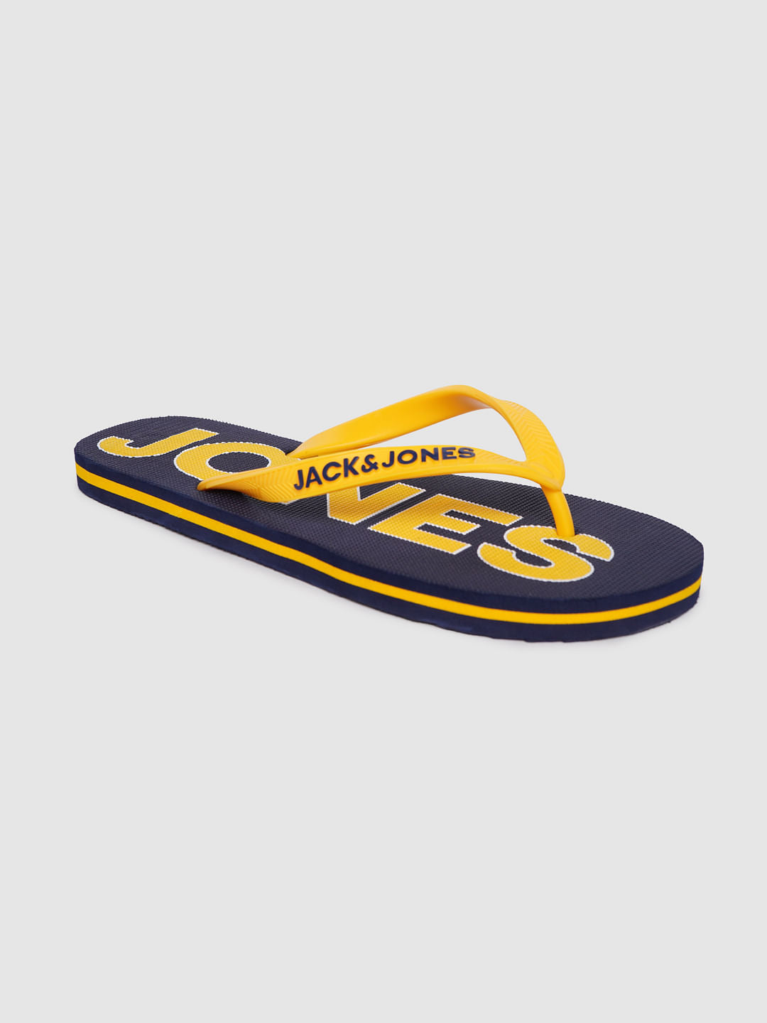Blue & Yellow Logo Print Flip Flops