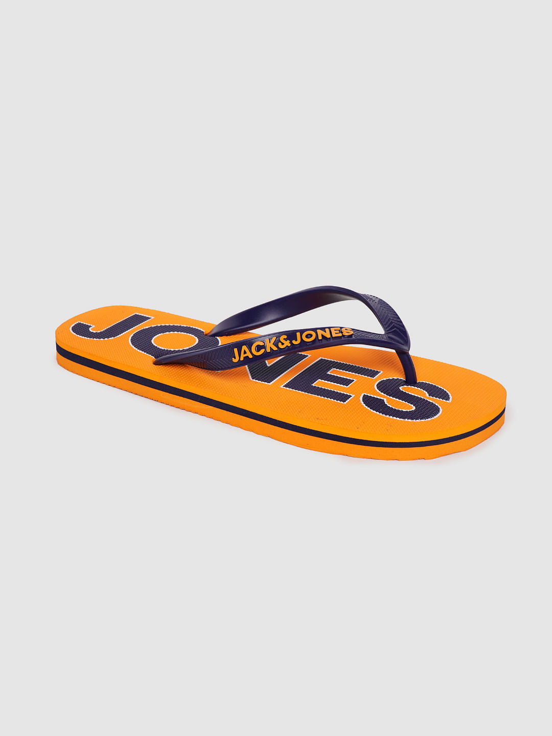 Orange & Blue Logo Print Flip Flops