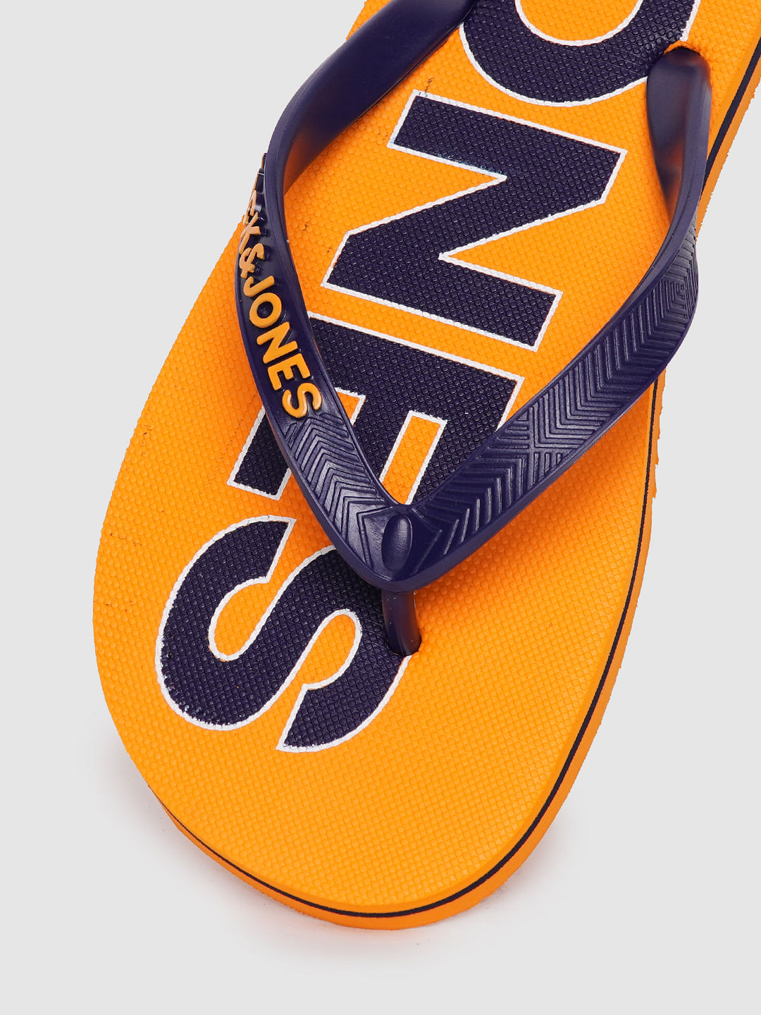 Orange & Blue Logo Print Flip Flops