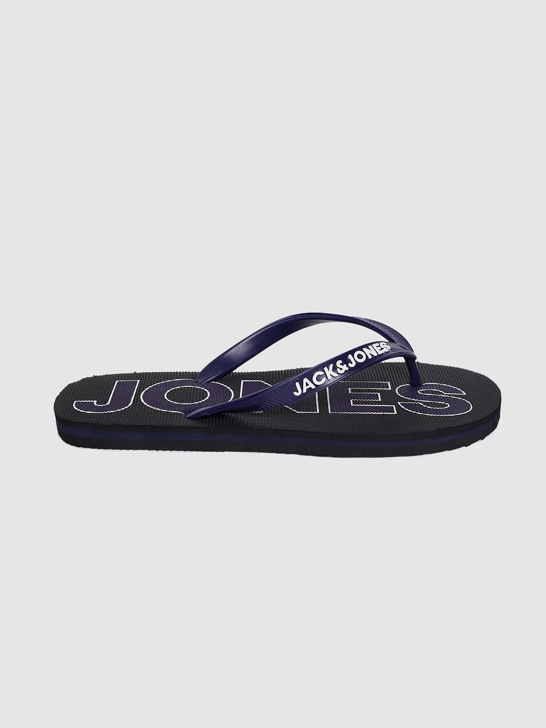 Black Logo Print Flip Flops