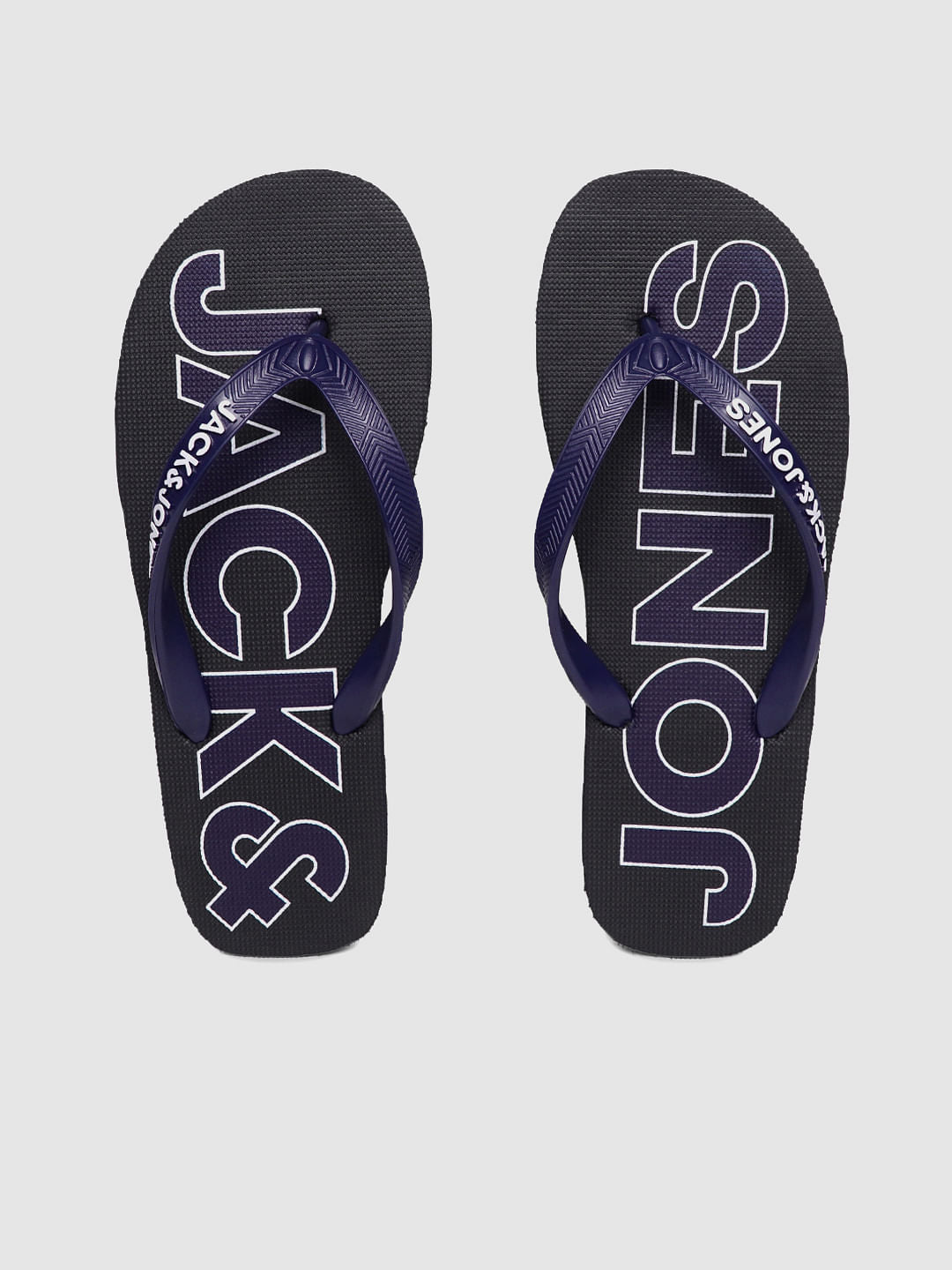 Black Logo Print Flip Flops
