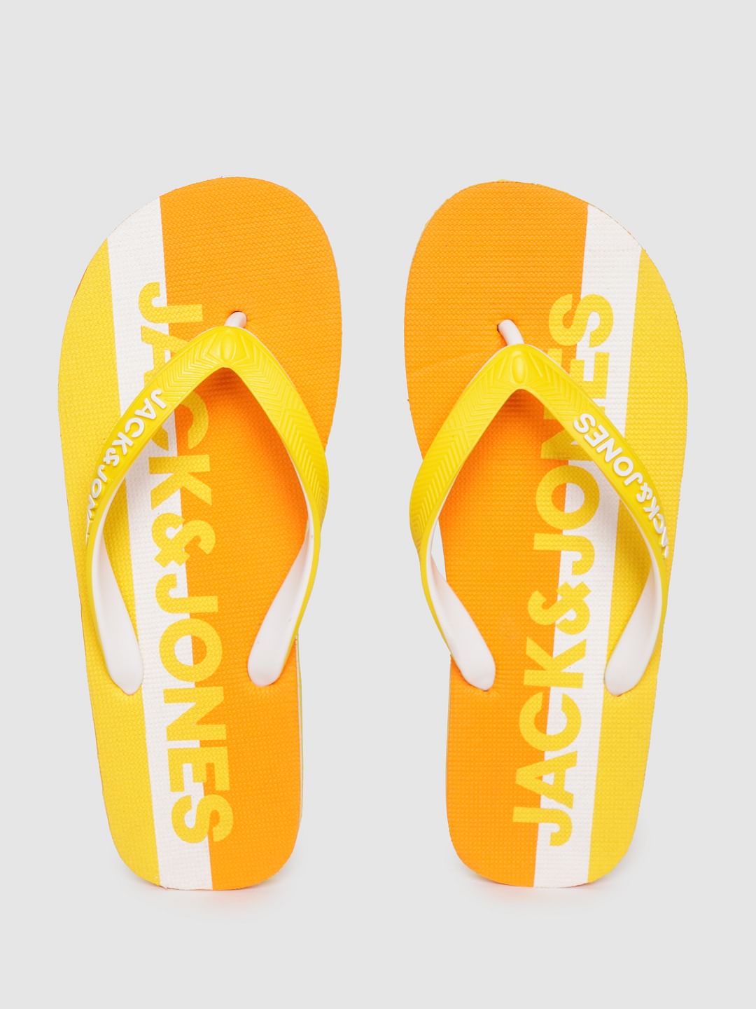 Orange Logo Print Flip Flops