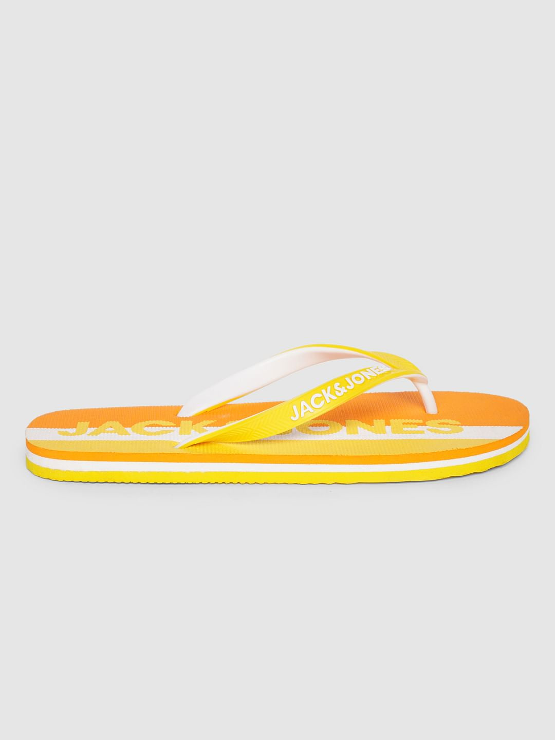 Orange Logo Print Flip Flops