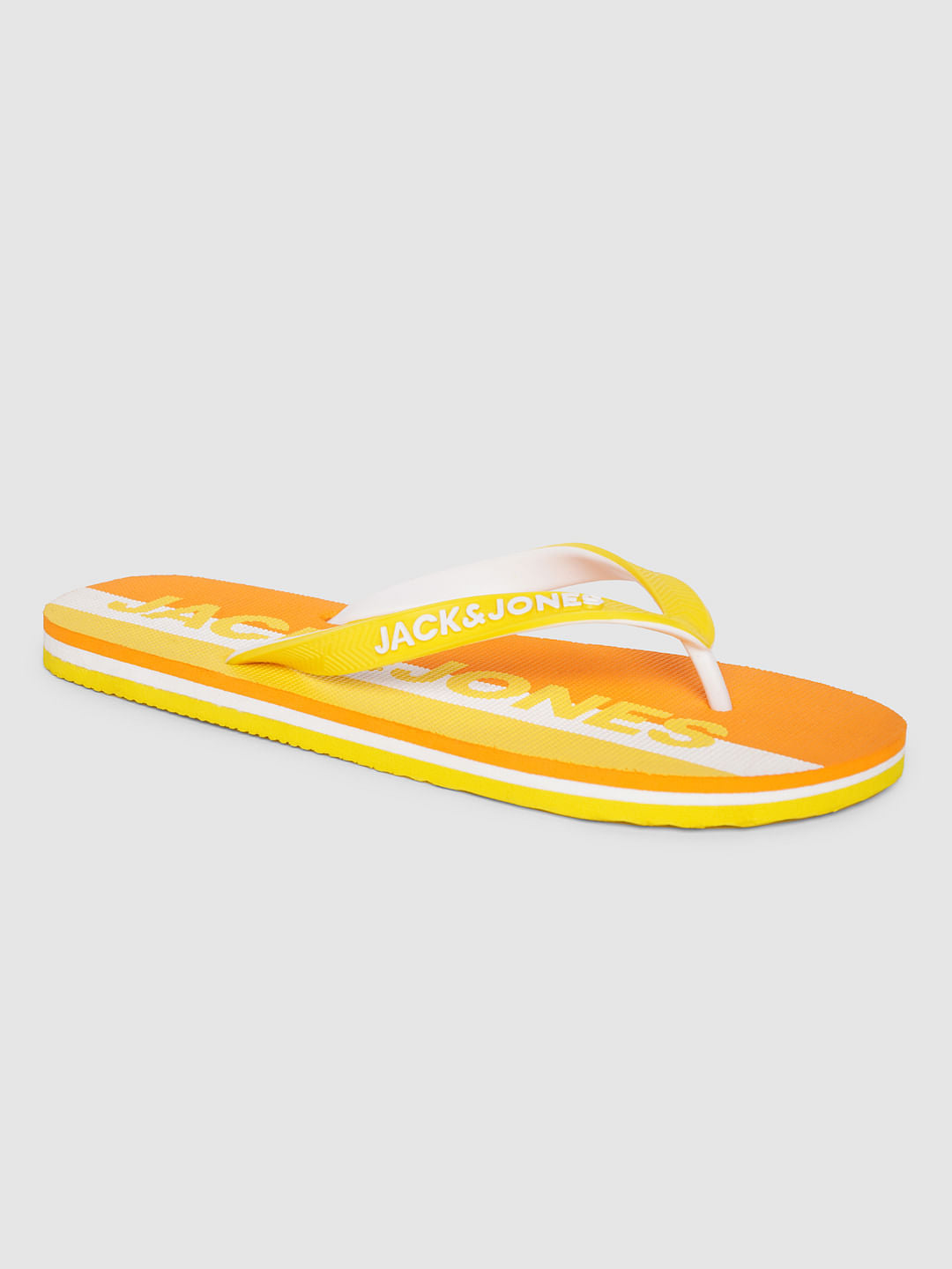 Orange Logo Print Flip Flops