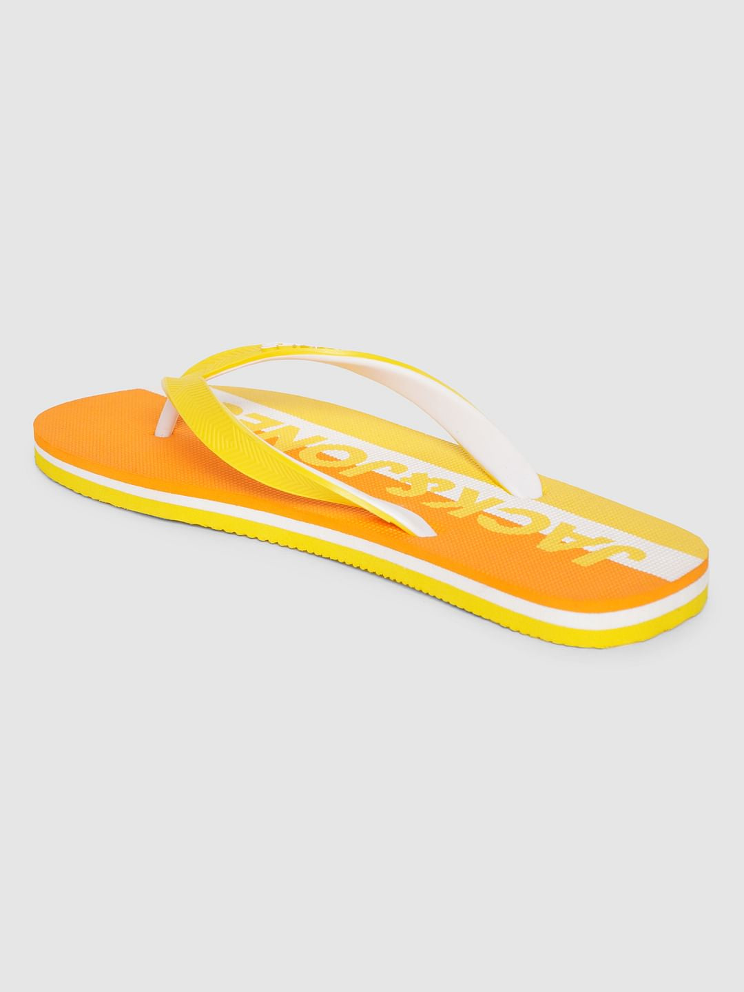 Orange Logo Print Flip Flops