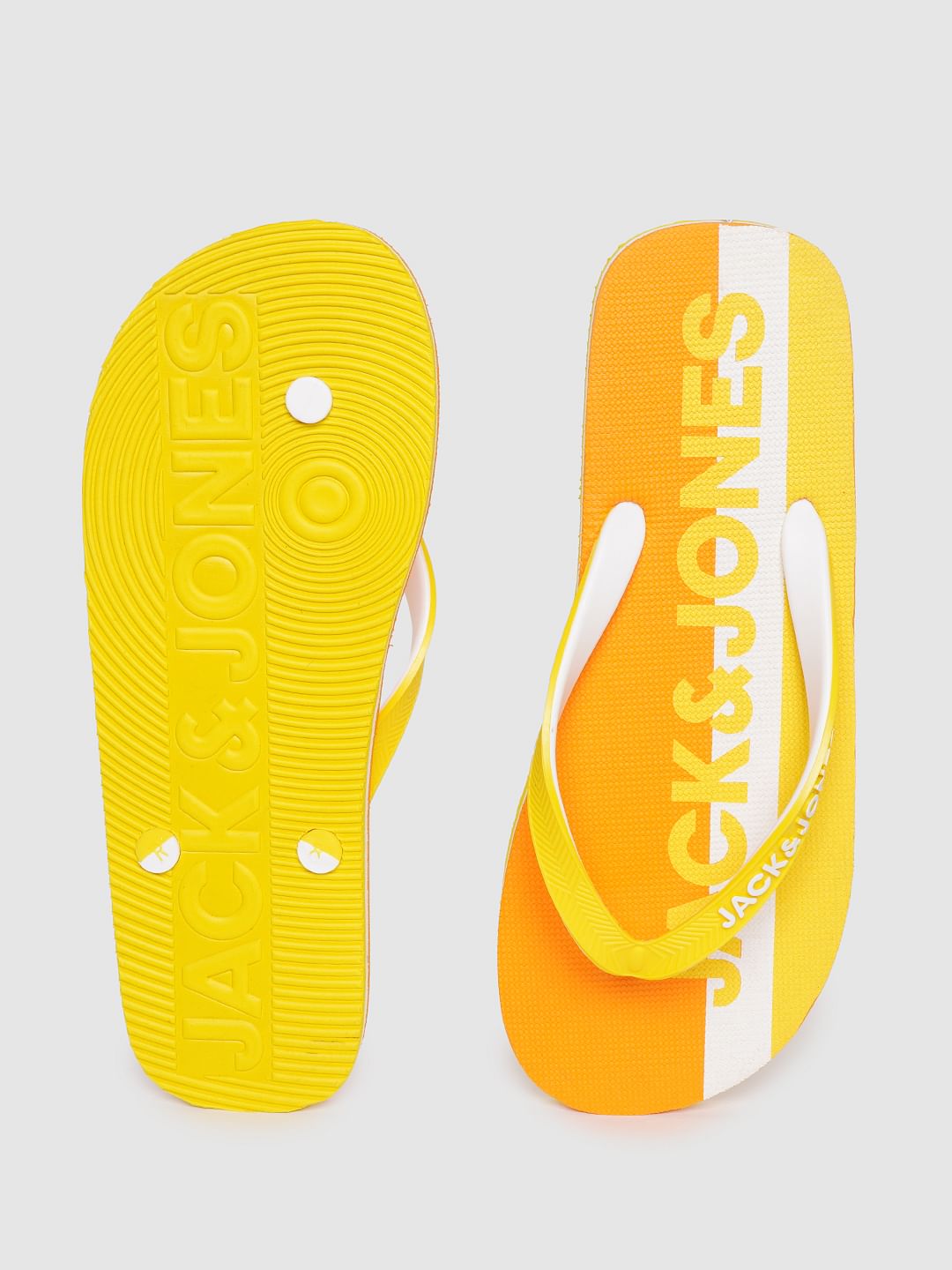 Orange Logo Print Flip Flops
