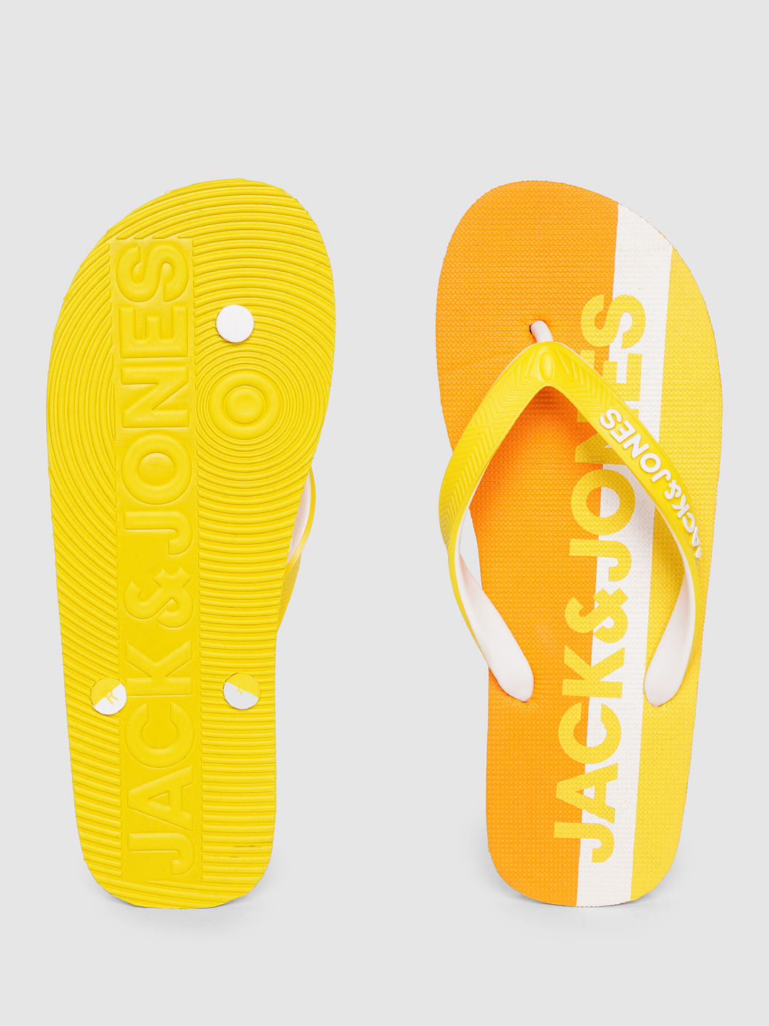 Orange Logo Print Flip Flops