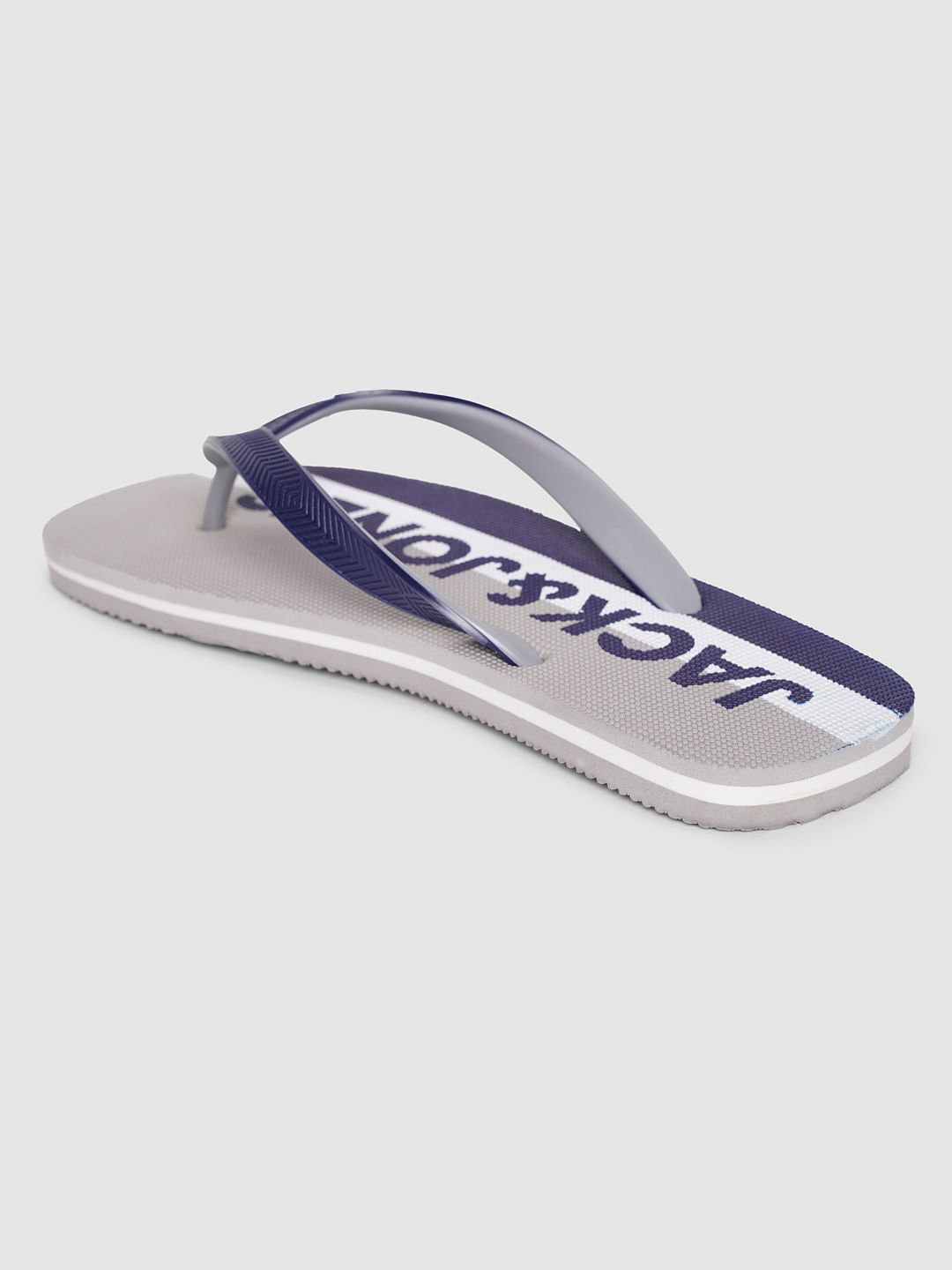 Blue Logo Print Flip Flops