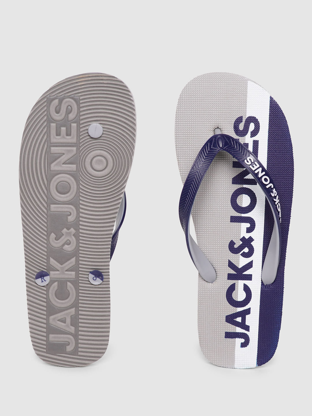 Blue Logo Print Flip Flops