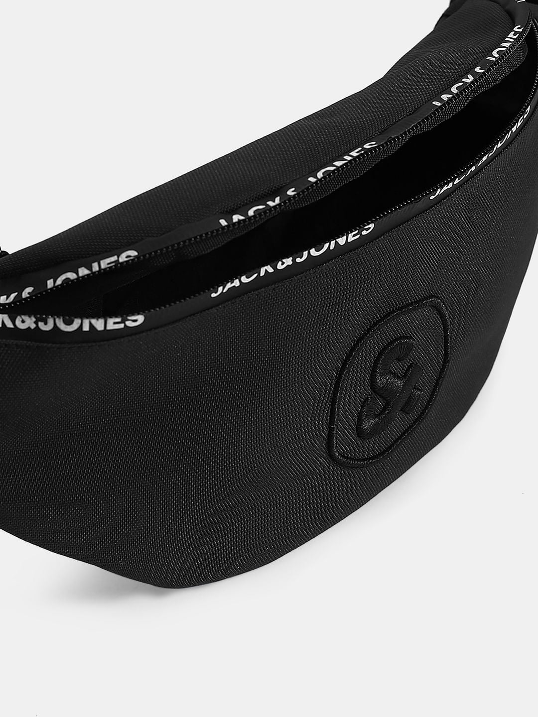 Black Logo Print Bumbag