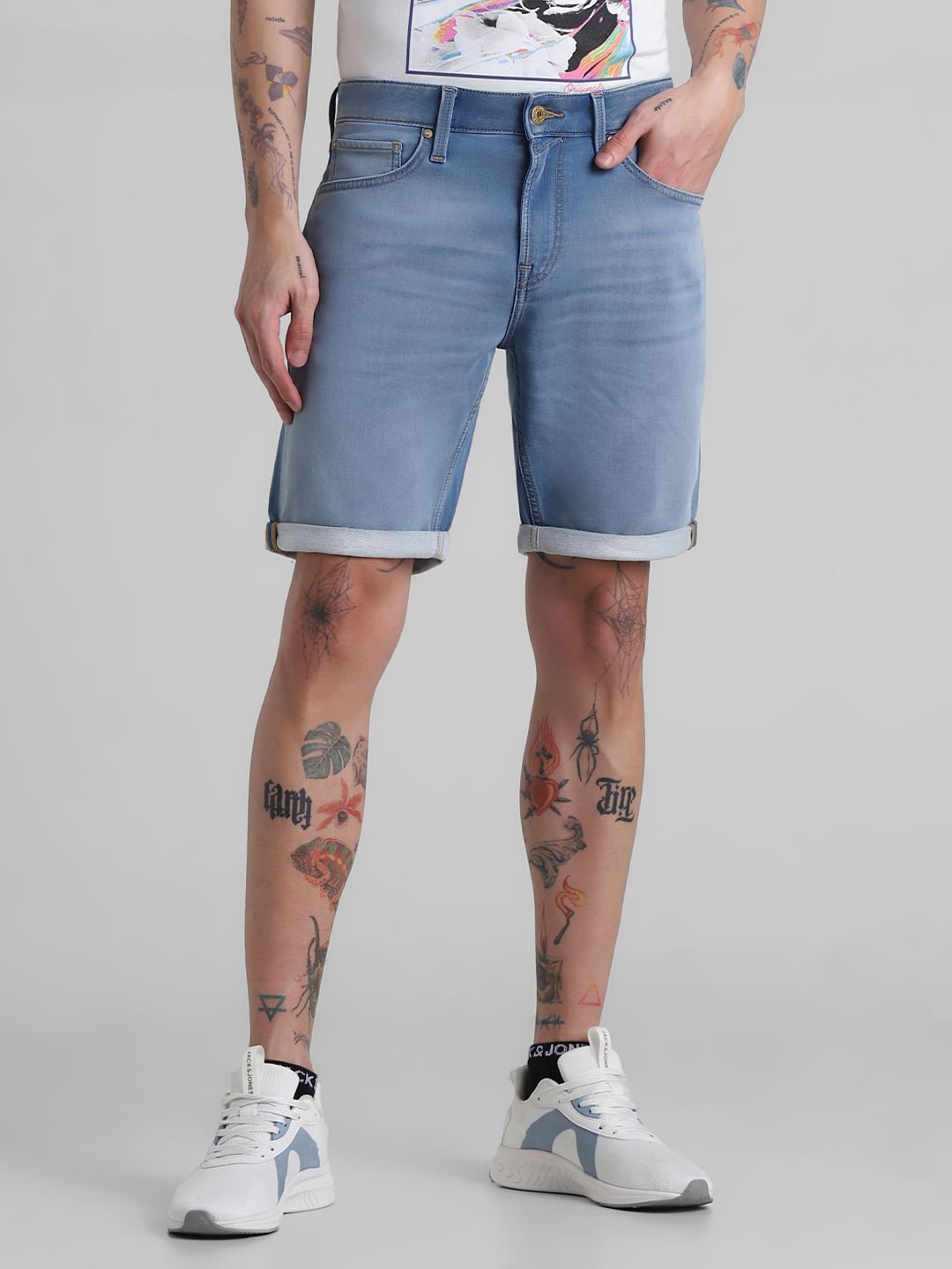 Light Blue Low Rise Denim Shorts