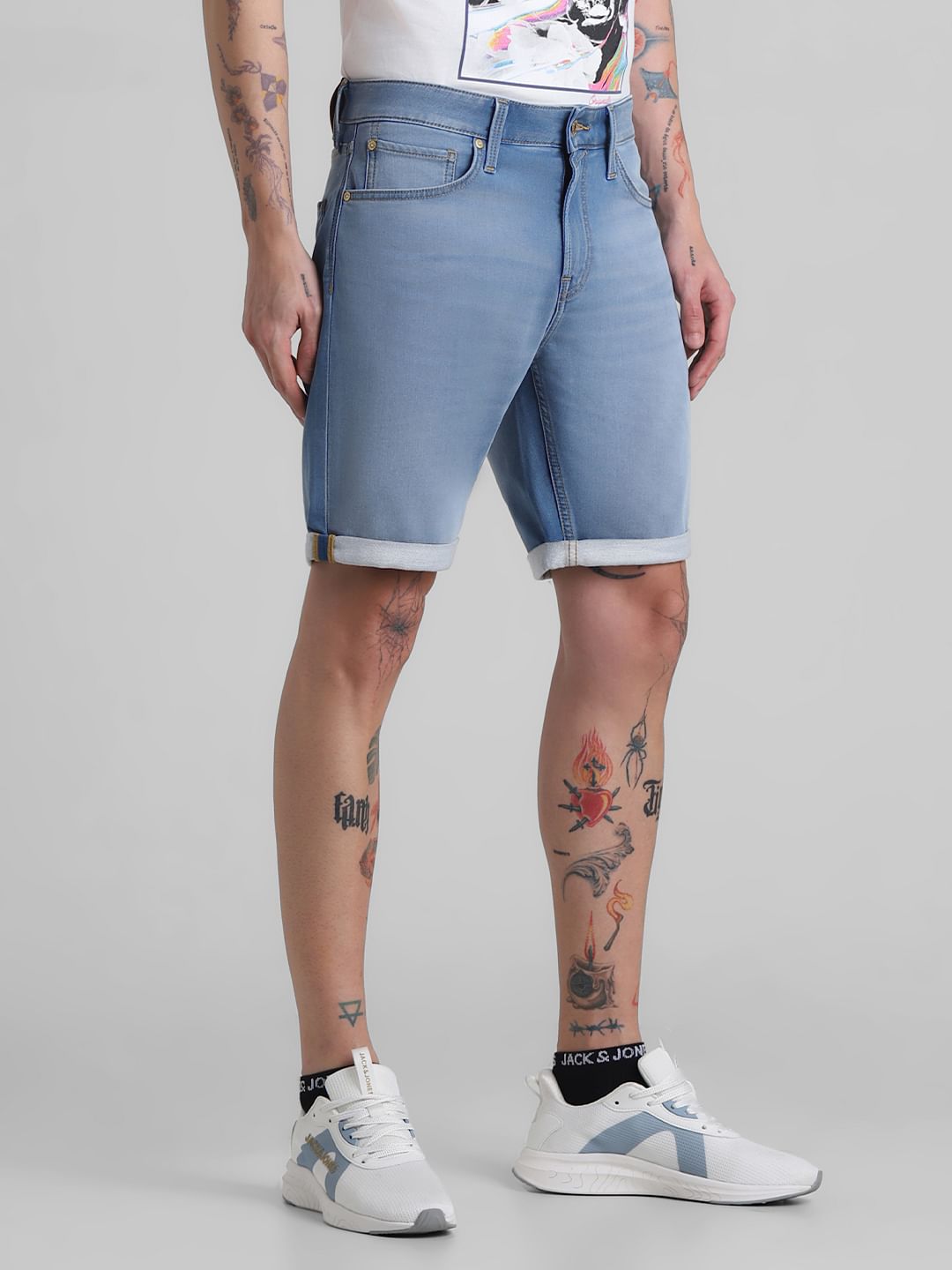 Light Blue Low Rise Denim Shorts