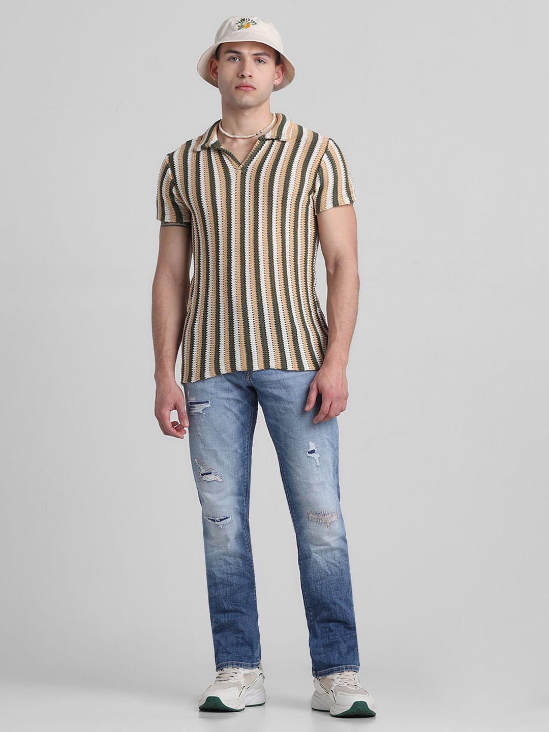 Light Blue Distressed Clark Regular Fit Jeans