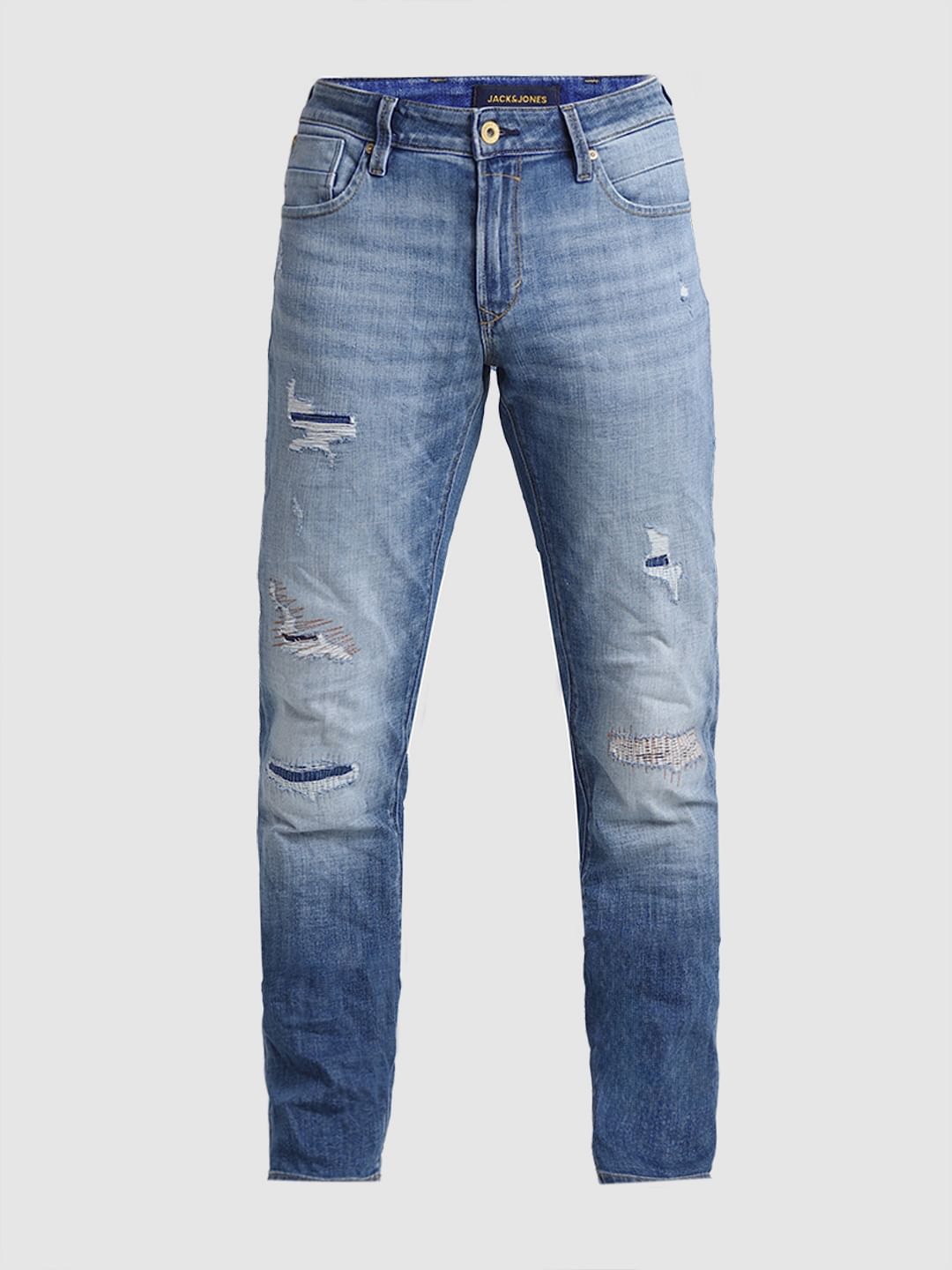 Light Blue Distressed Glenn Slim Fit Jeans